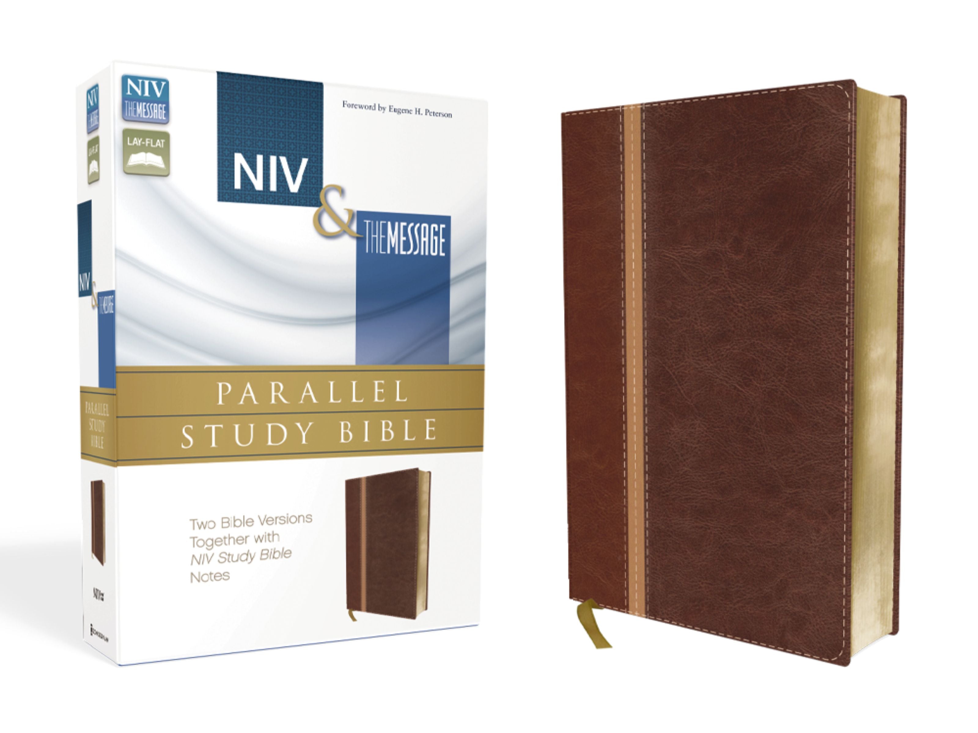 Niv/Msg Side-By-Side Study Personal Size Dark Brown/Brown (Black Letter Edition)