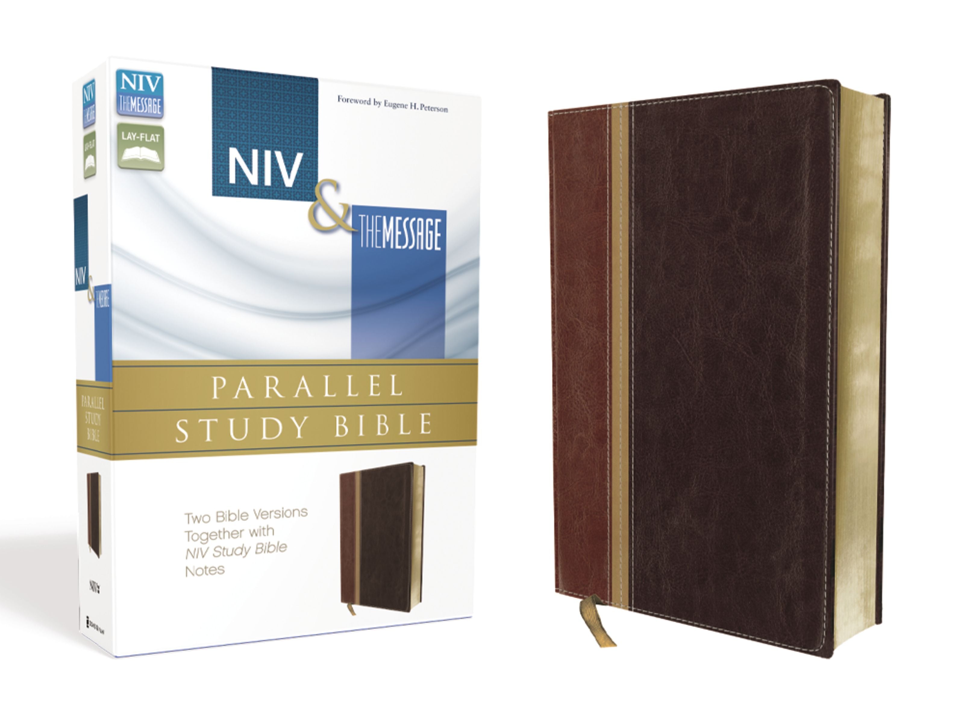 Niv/Msg Side-By-Side Study Personal Size Dark Brown/Brown (Black Letter Edition)