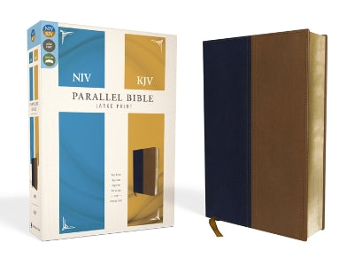Niv/Kjv Side-By-Side Bible Large Print Navy/Tan (Black Letter Edition)