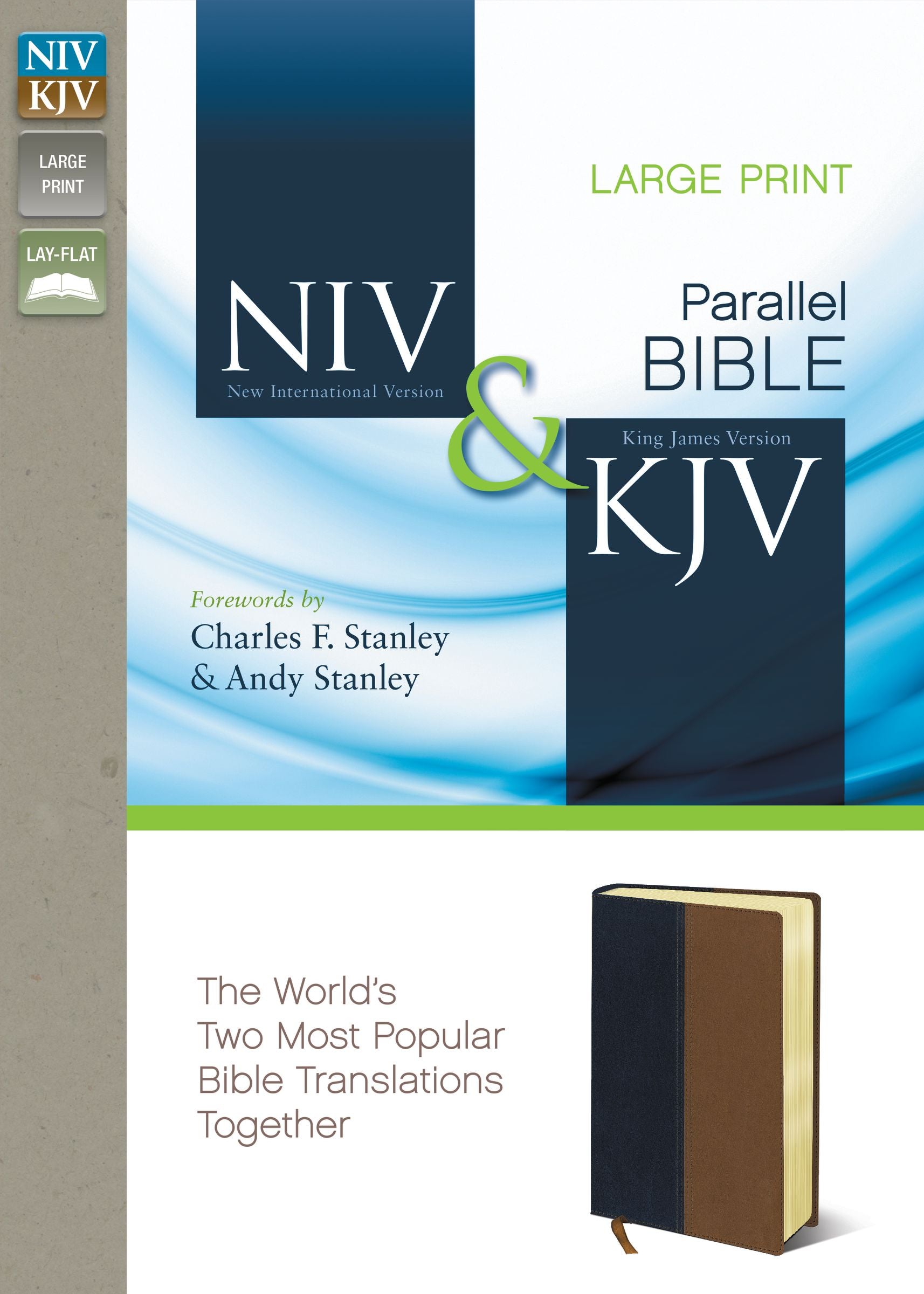 Niv/Kjv Side-By-Side Bible Large Print Navy/Tan (Black Letter Edition)
