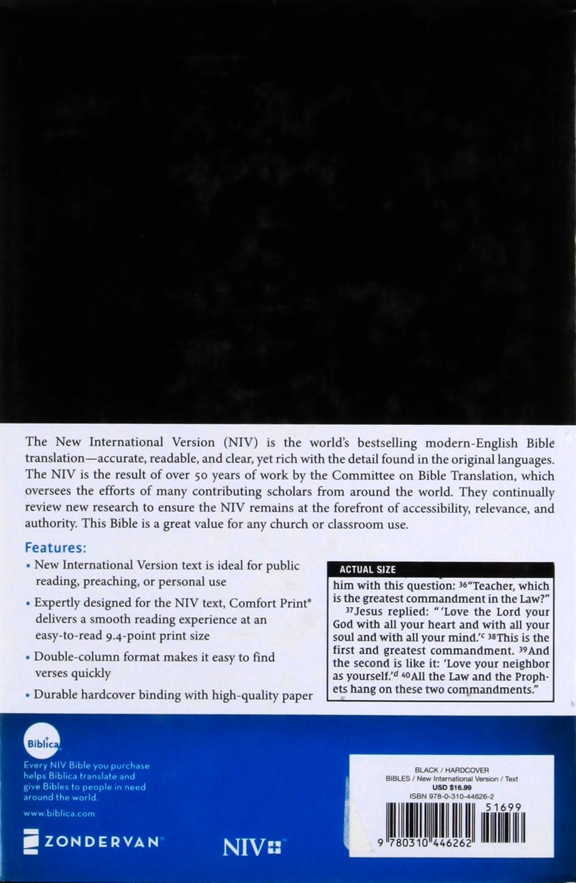 NIV Pew and Worship Bible Black (Black Letter Edition)