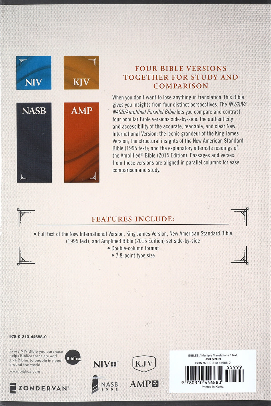NIV KJV NASB Amplified Parallel Bible