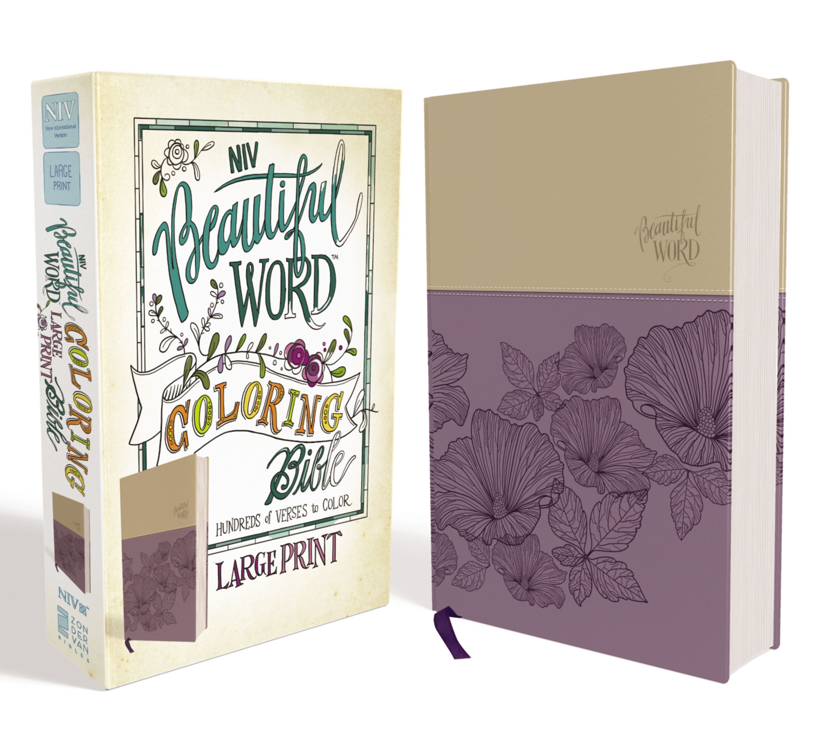 NIV Beautiful Word Coloring Bible Large Print Purple/Tan (Black Letter Edition)