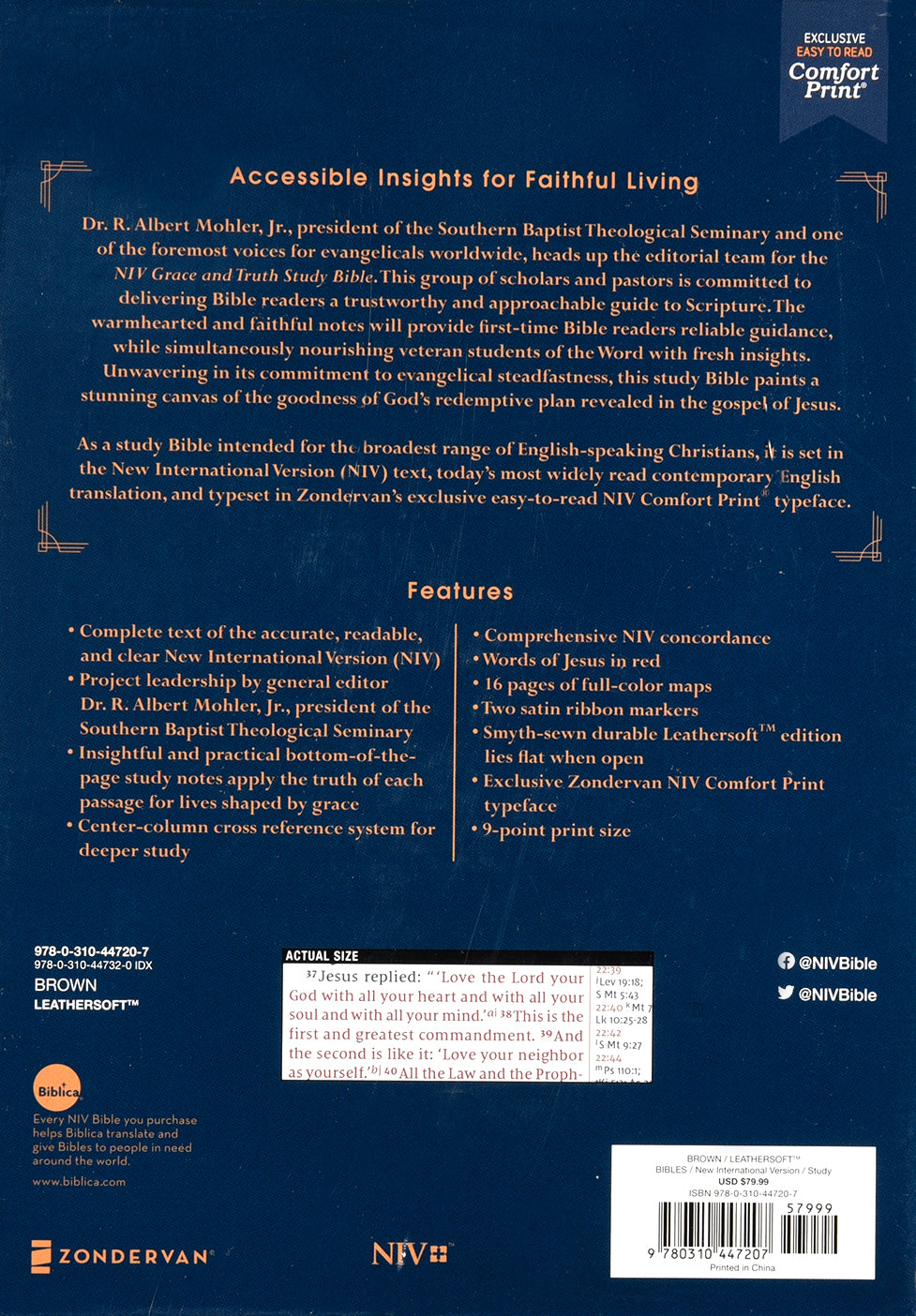 NIV Grace and Truth Study Bible Brown (Red Letter Edition)