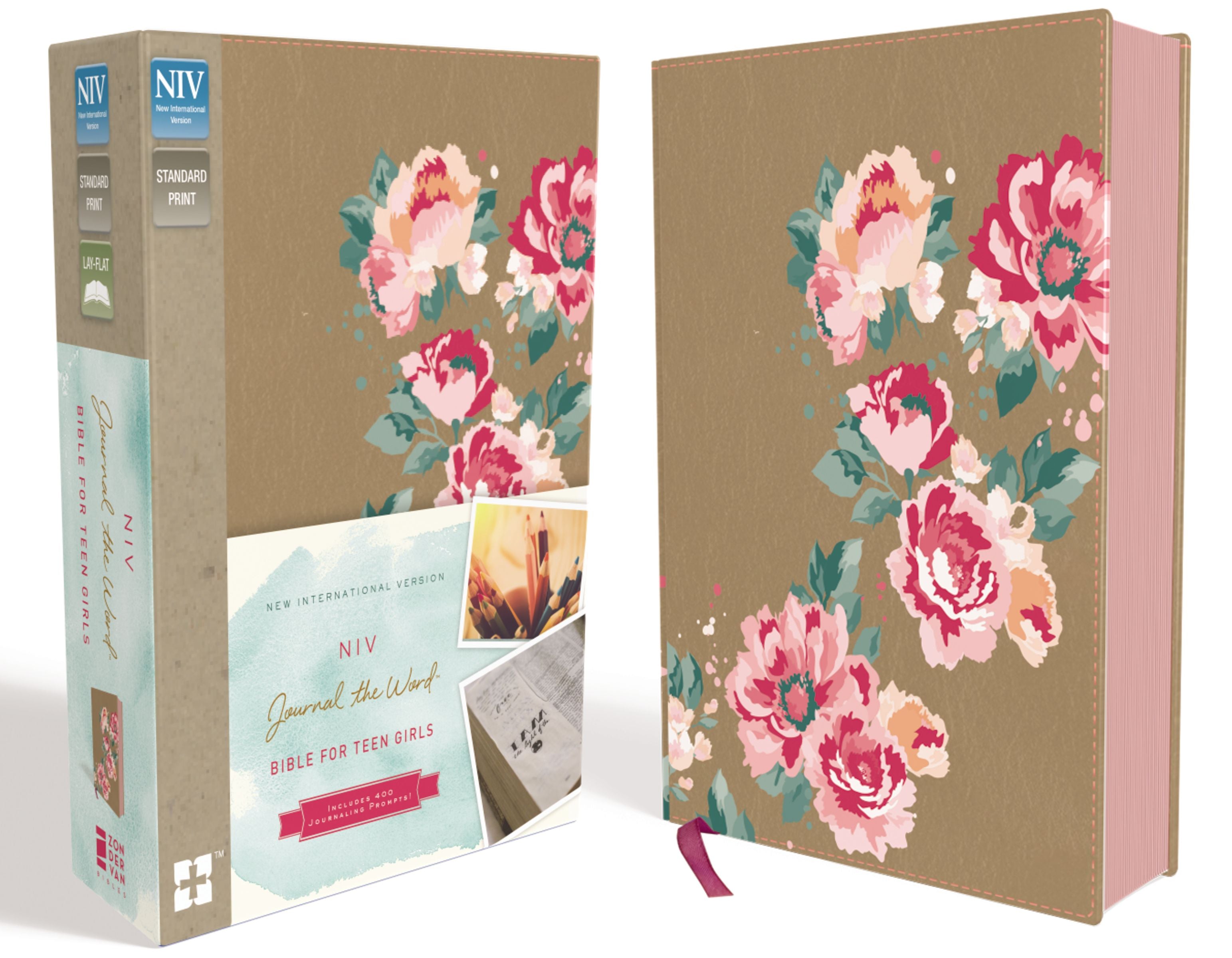 NIV Journal the Word Bible For Teen Girls Gold/Floral (Red Letter Edition)