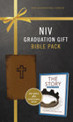 NIV Graduation Gift Bible Pack For Him Brown Includes 365 Day Devotional the Story Red Letter Edition
