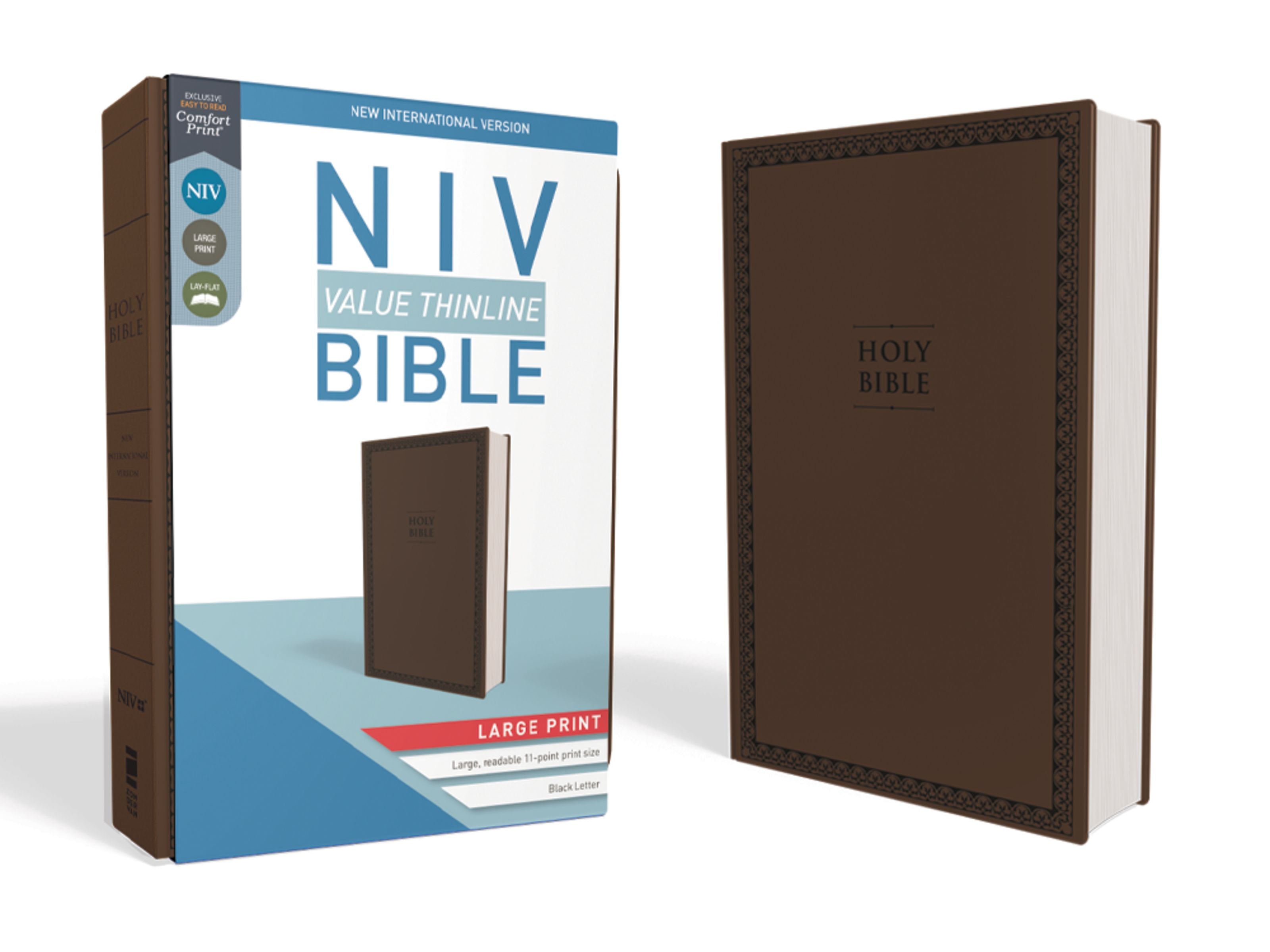 NIV Value Thinline Bible Large Print Brown (Black Letter Edition)
