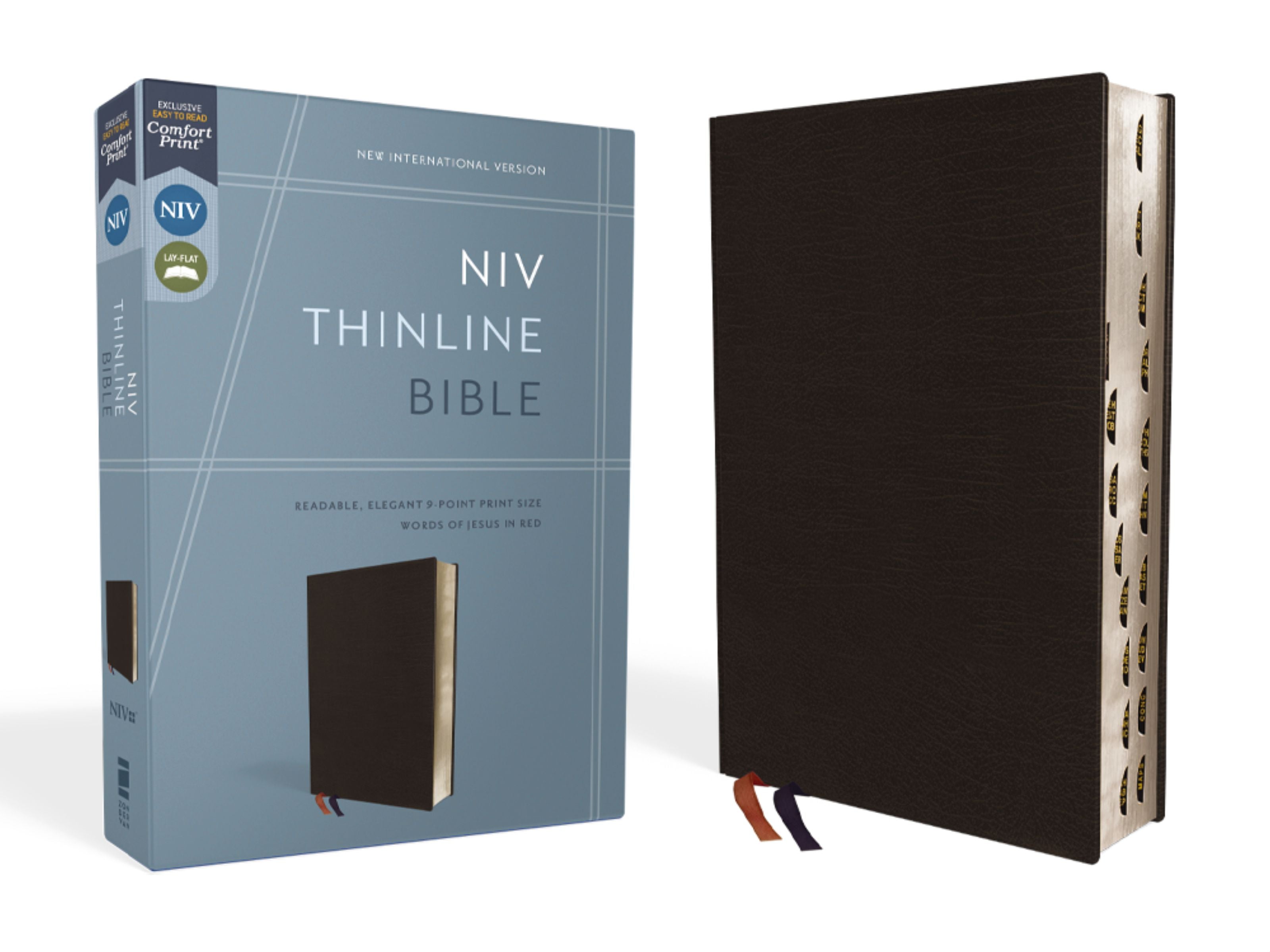 NIV Thinline Bible Black Indexed (Red Letter Edition)