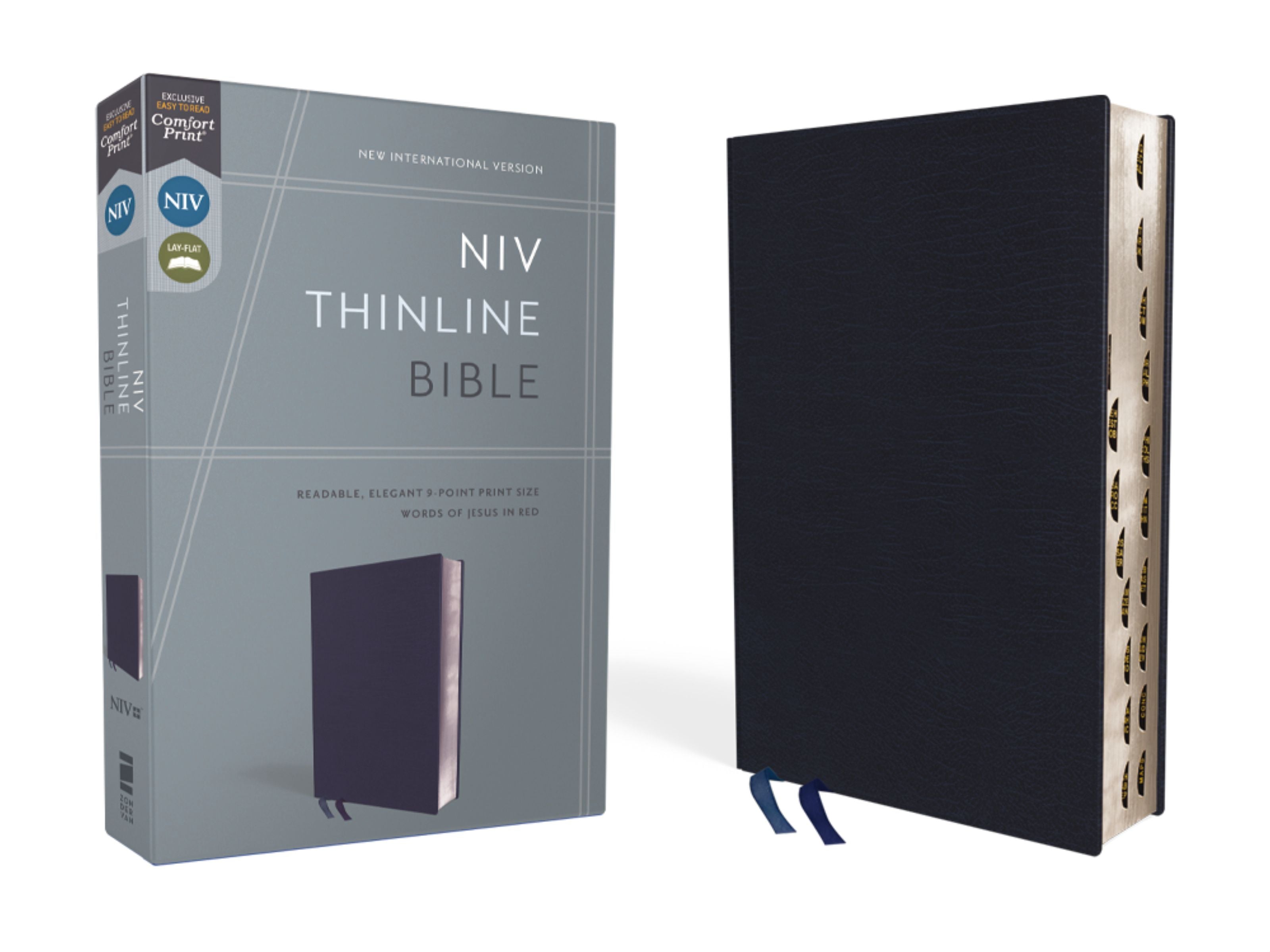 NIV Thinline Bible Navy Indexed (Red Letter Edition)