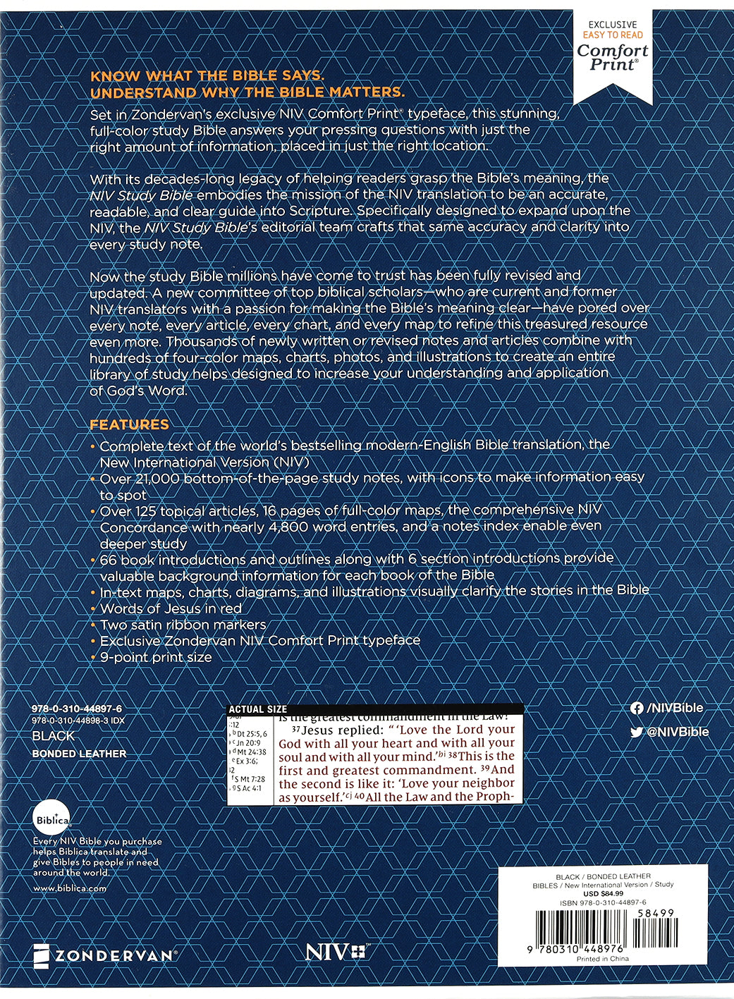 NIV Study Bible Black (Red Letter Edition) Fully Revised Edition (2020)