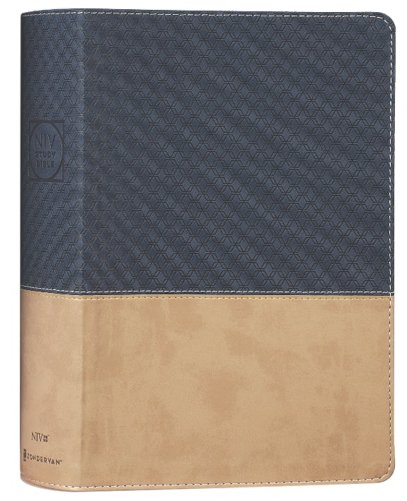 NIV Study Bible Navy/Tan Indexed (Red Letter Edition) Fully Revised Edition (2020)