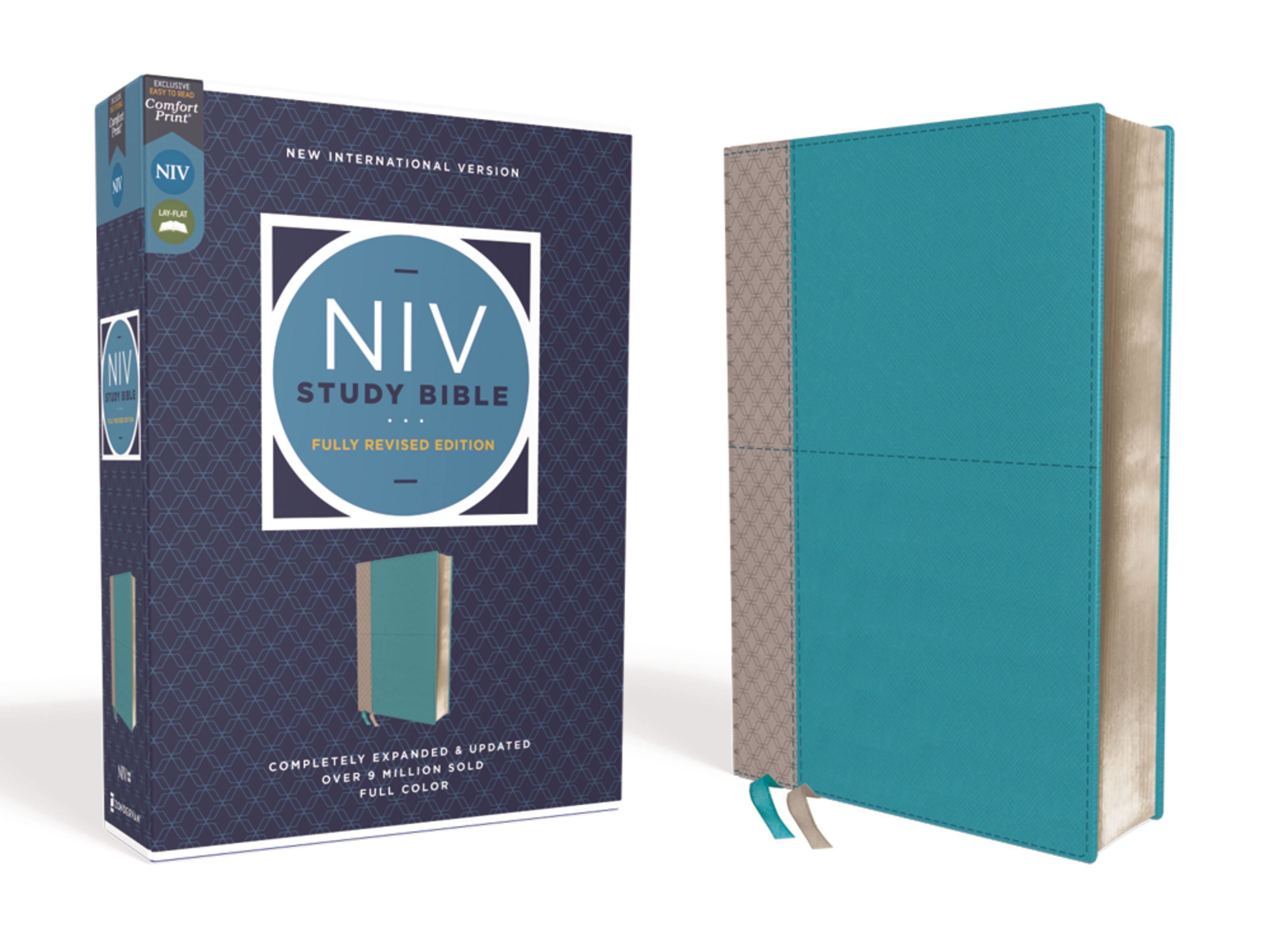 NIV Study Bible Teal/Gray (Red Letter Edition) Fully Revised Edition (2020)