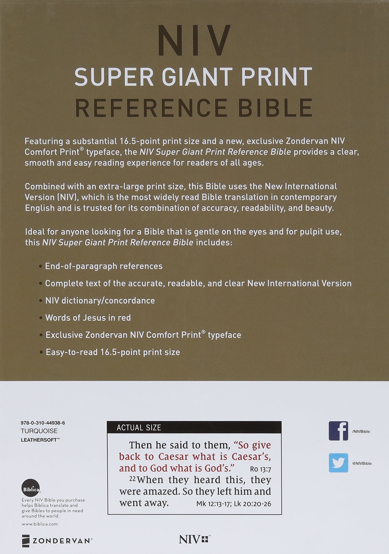 NIV Super Giant Print Reference Bible Blue (Red Letter Edition)