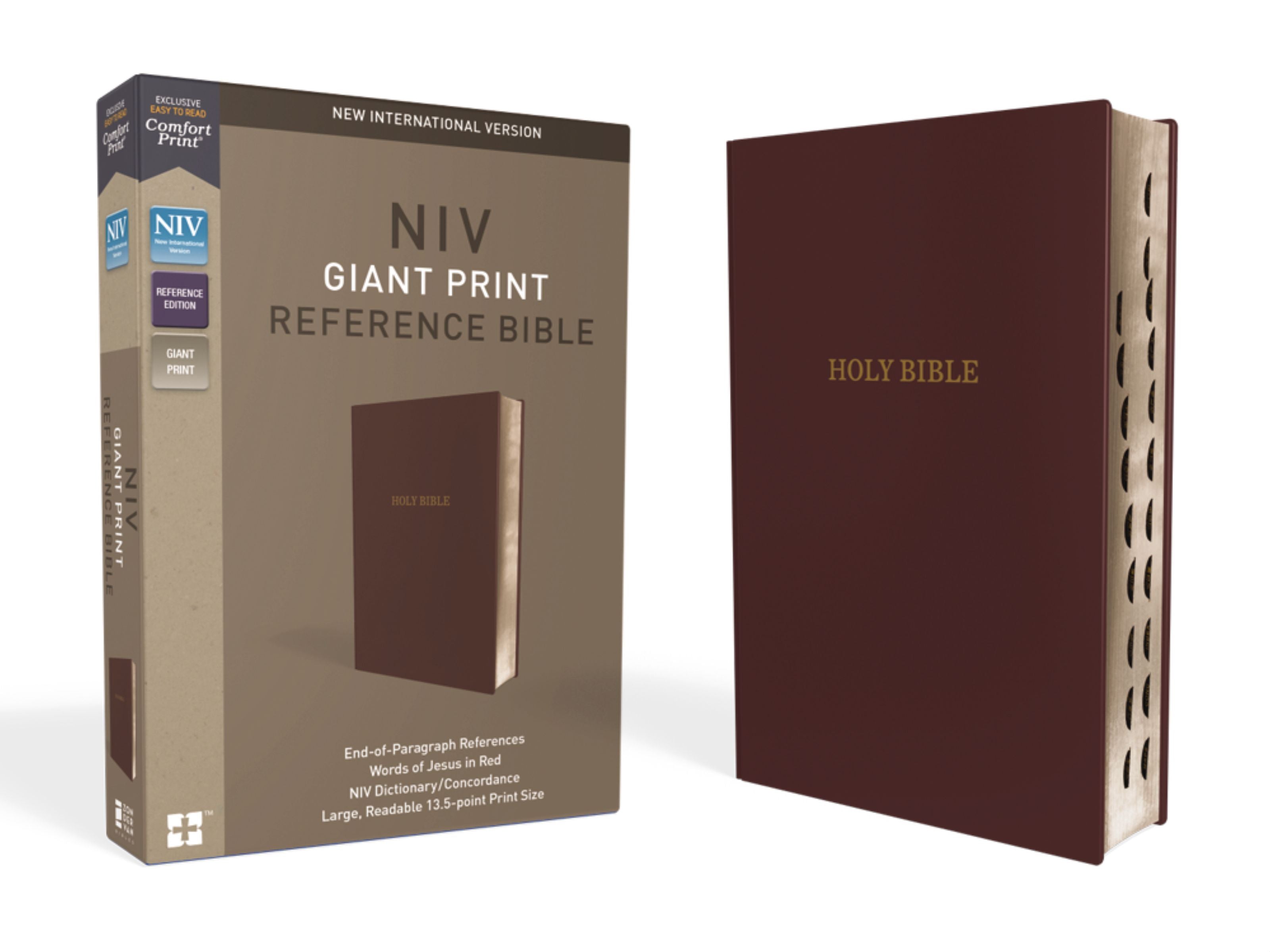 NIV Reference Bible Giant Print Indexed Burgundy (Red Letter Edition)