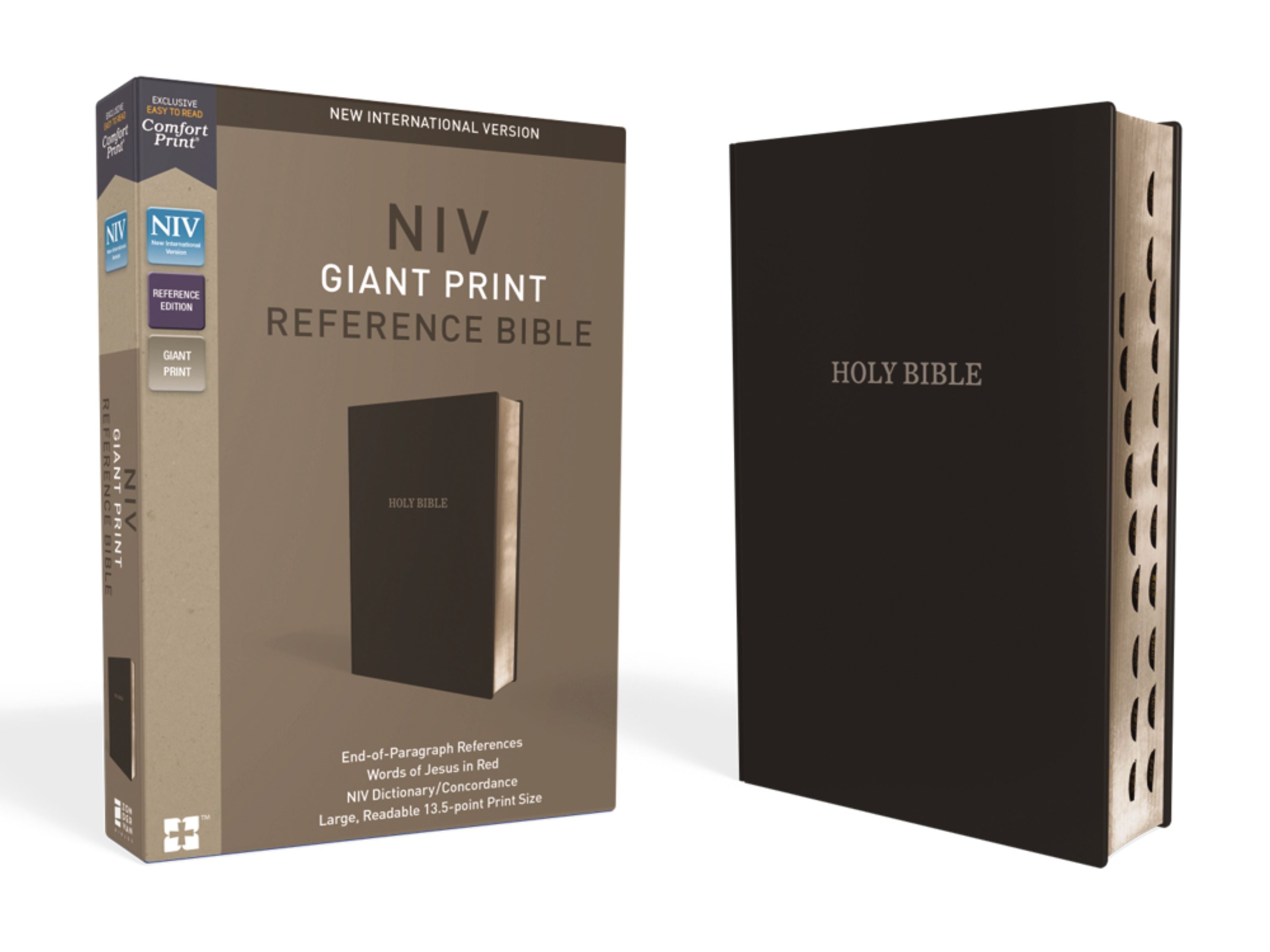NIV Reference Bible Giant Print Indexed Black (Red Letter Edition)