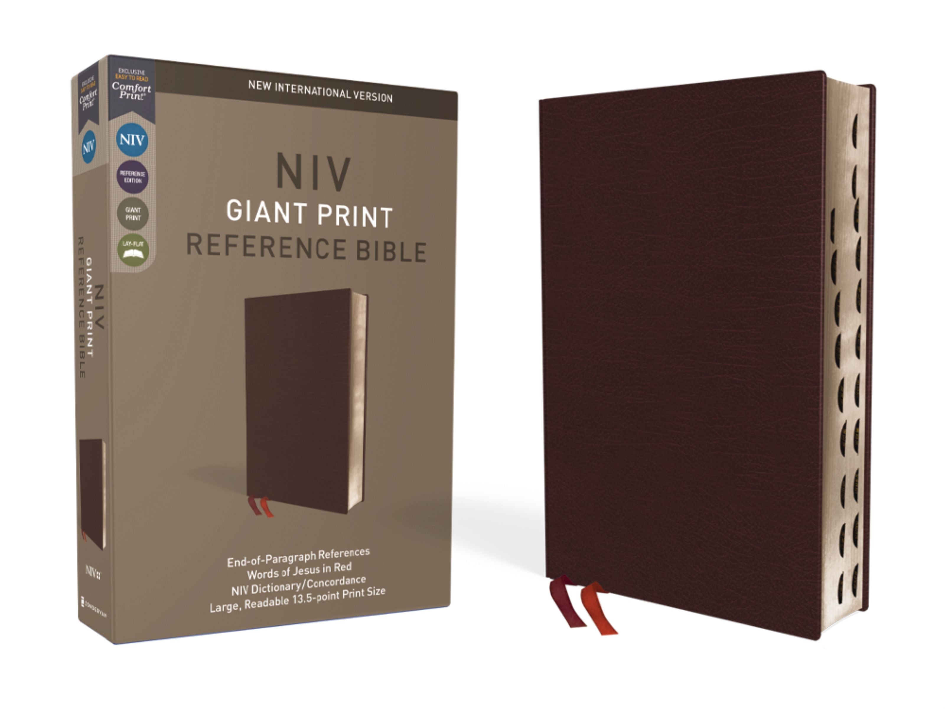 NIV Reference Bible Giant Print Burgundy Indexed (Red Letter Edition)