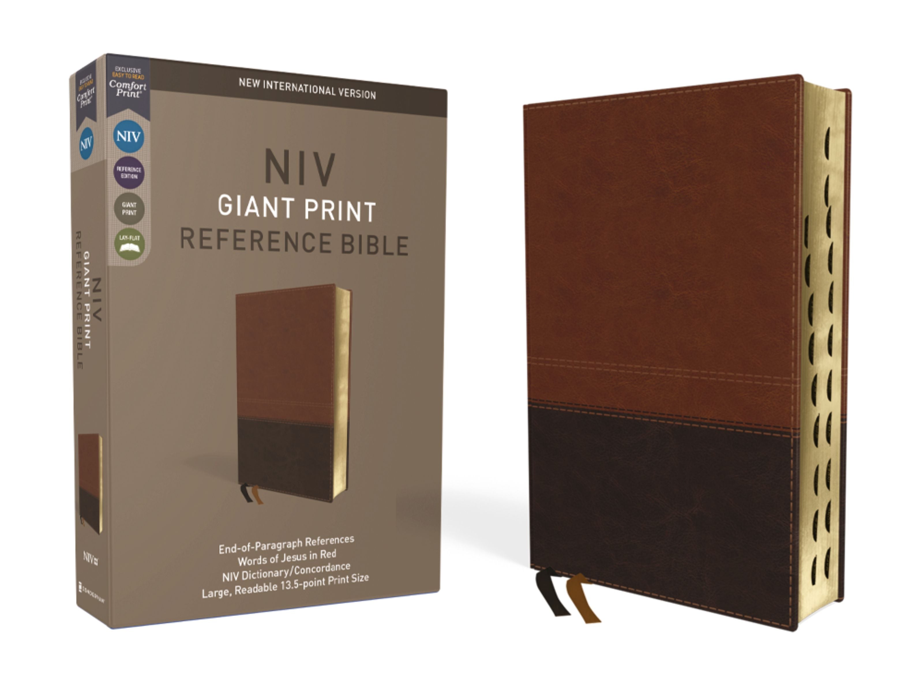 NIV Reference Bible Giant Print Indexed Brown (Red Letter Edition)
