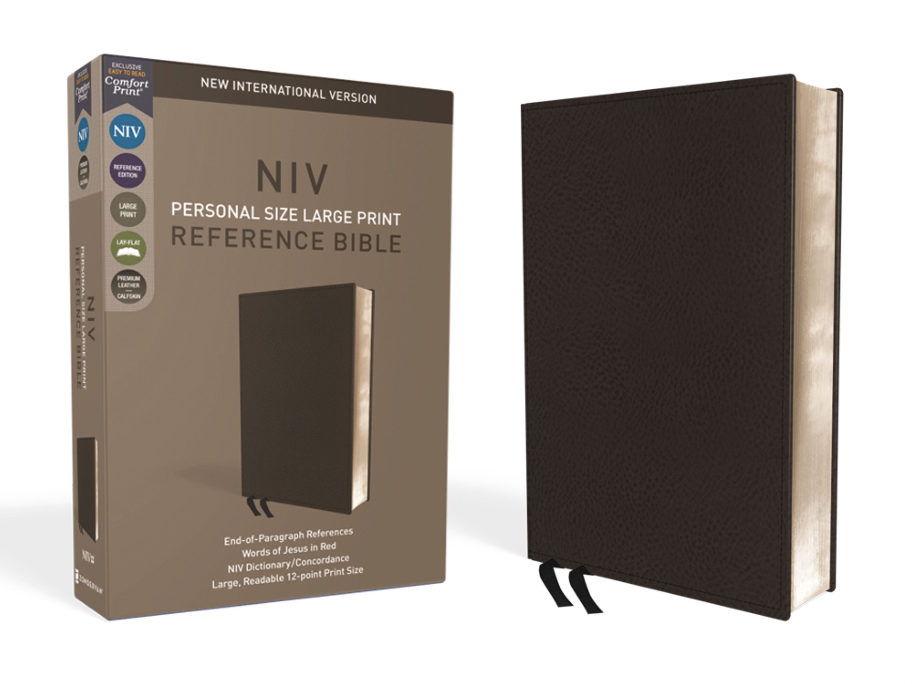 NIV Personal Size Reference Bible Large Print Black (Red Letter Edition)