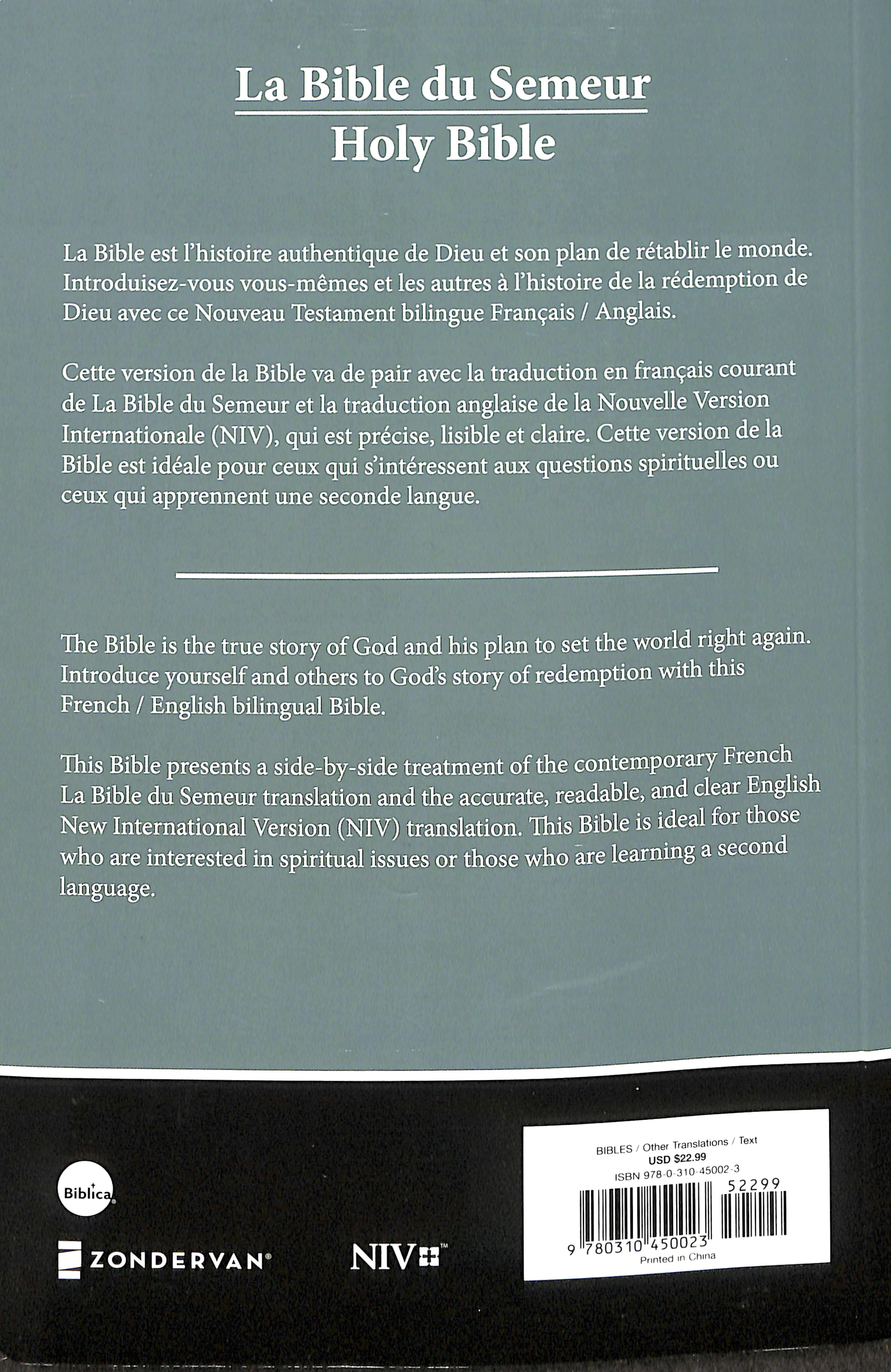 Semeur/Niv French/English Bilingual Bible (Black Letter Edition)
