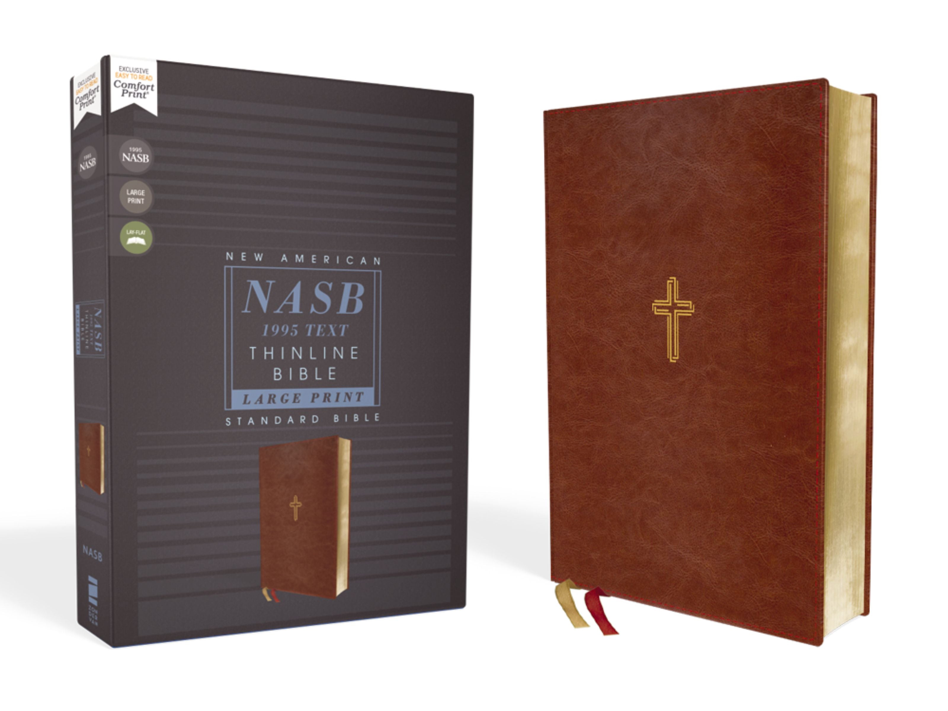 NASB Thinline Bible Large Print Brown 1995 Text (Red Letter Edition)