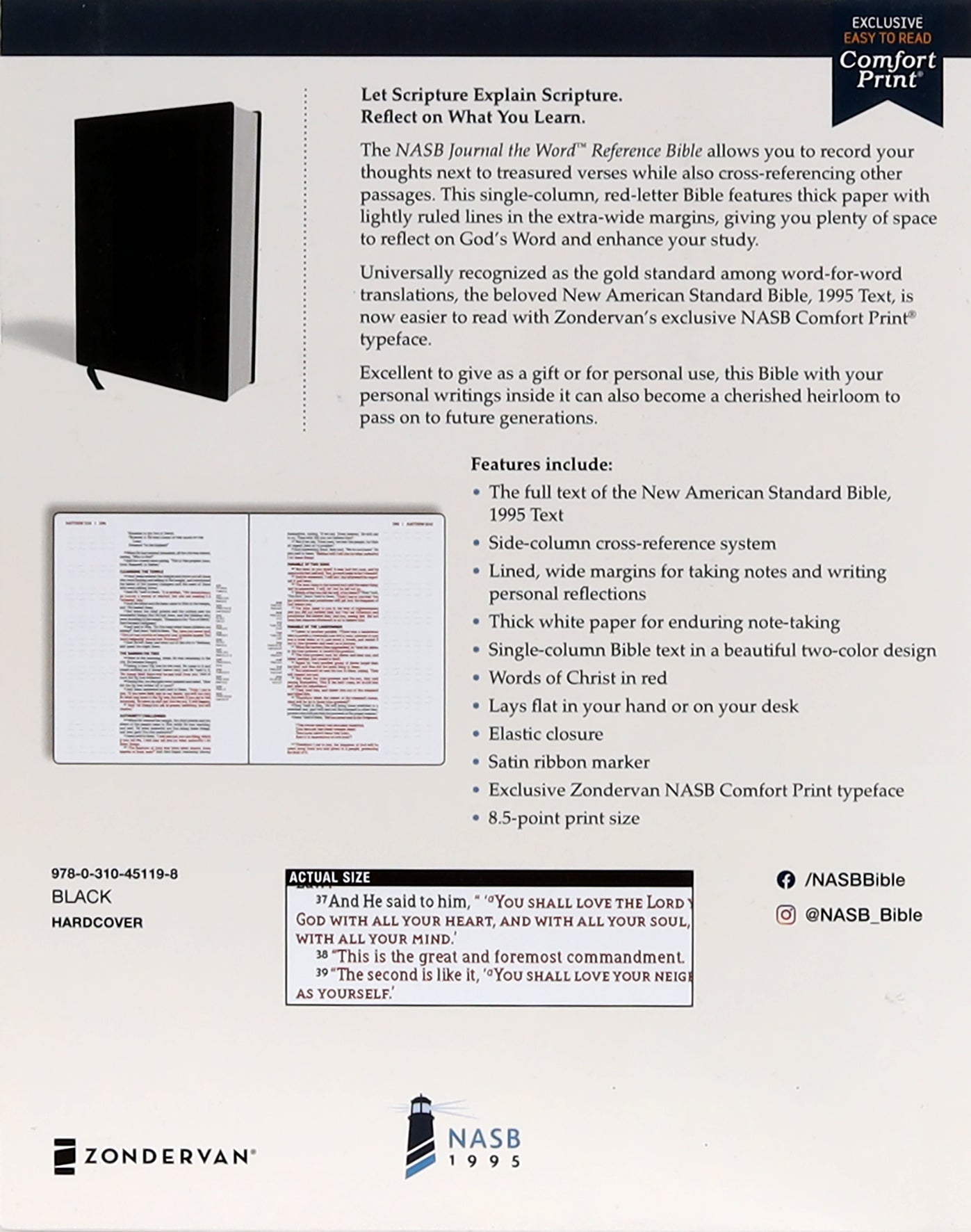 NASB Journal the Word Reference Bible Black Elastic Closure 1995 Text (Red Letter Edition)