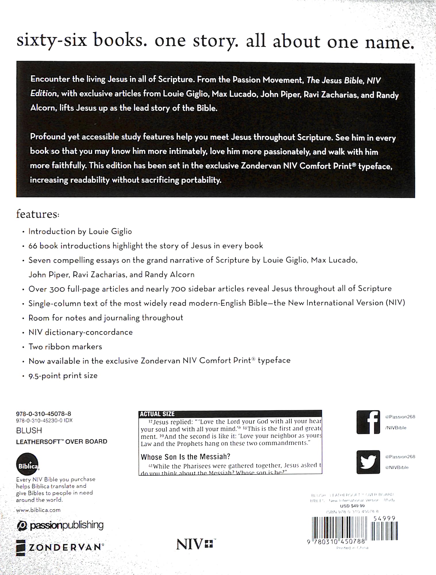 NIV the Jesus Bible Indexed Pink