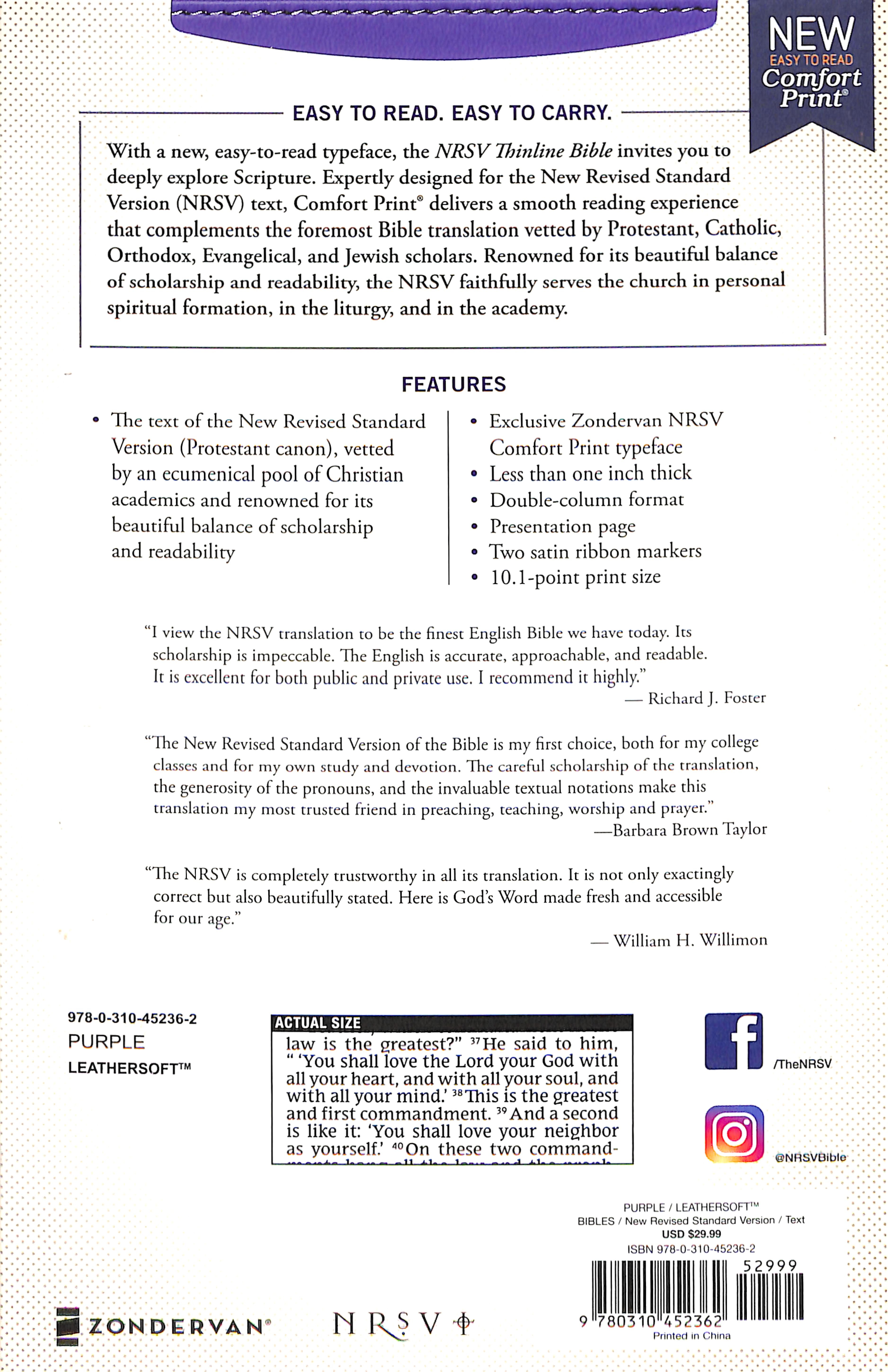 NRSV Thinline Bible Purple
