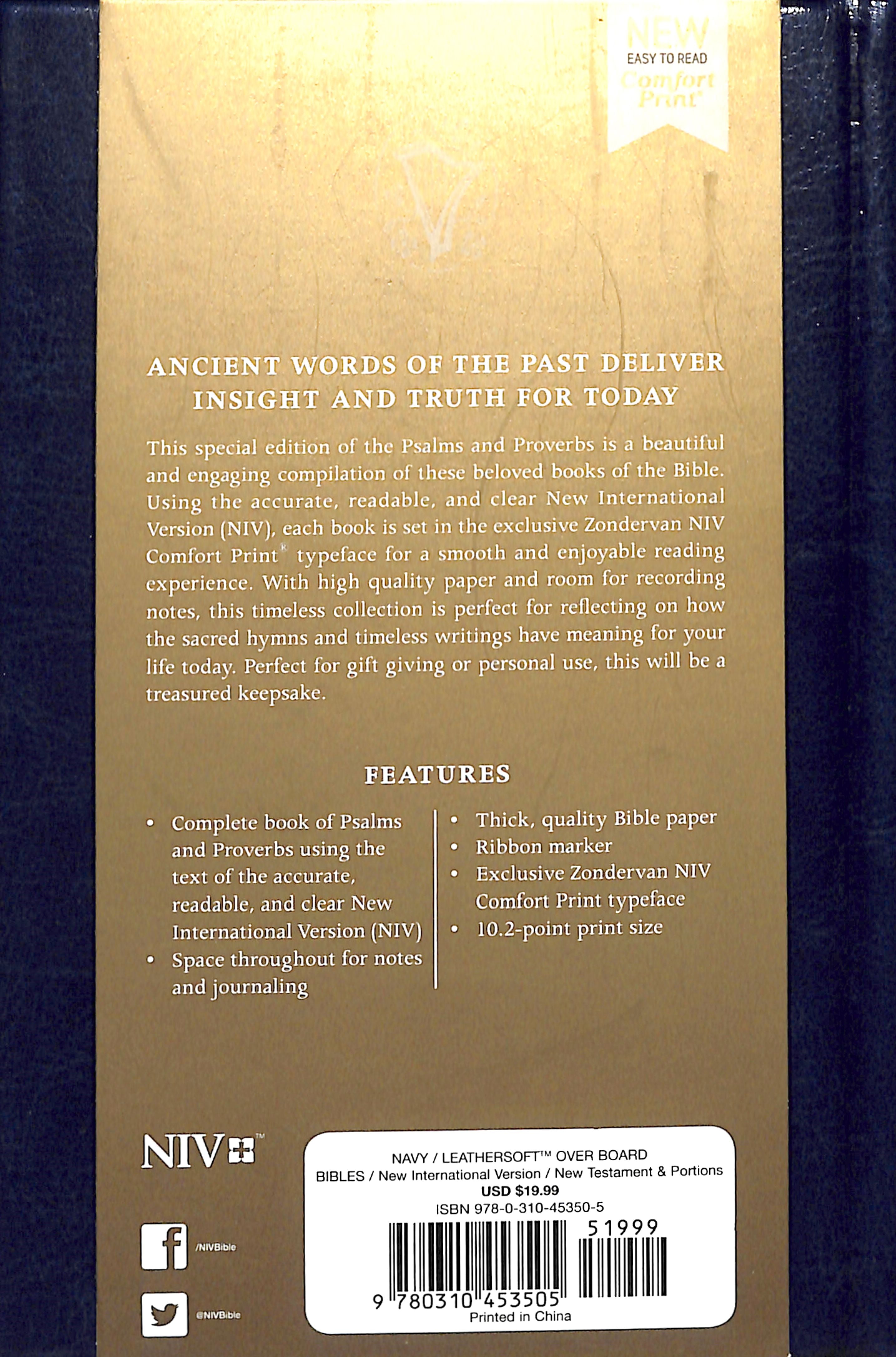NIV Psalms and Proverbs Navy