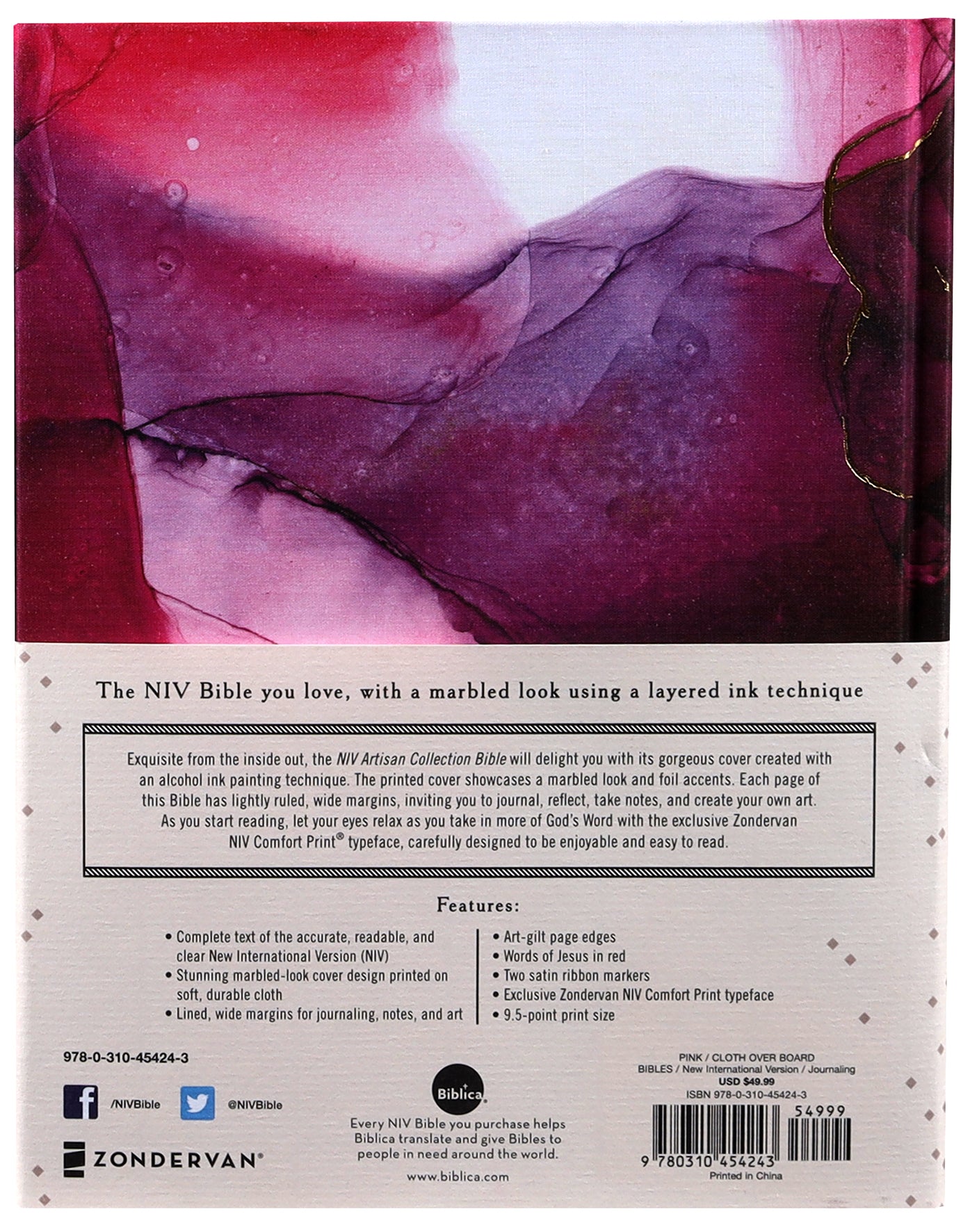 NIV Artisan Collection Bible Pink (Red Letter Edition)