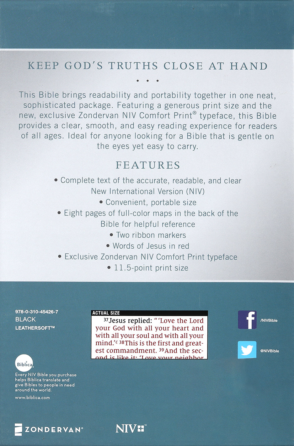 NIV Personal Size Bible Large Print Black (Red Letter Edition)