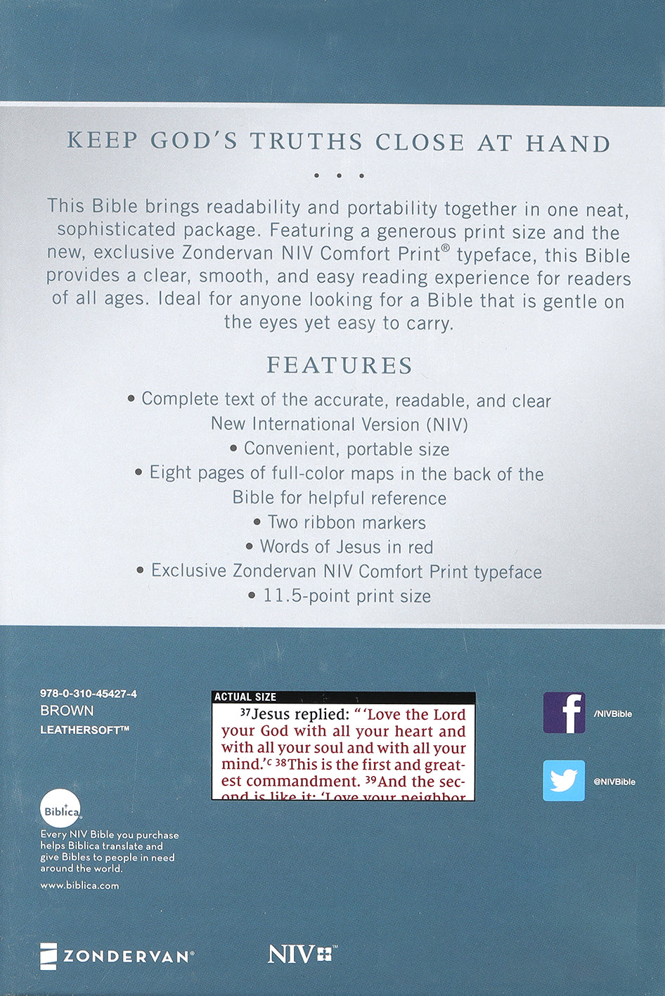 NIV Personal Size Bible Large Print Brown (Red Letter Edition)
