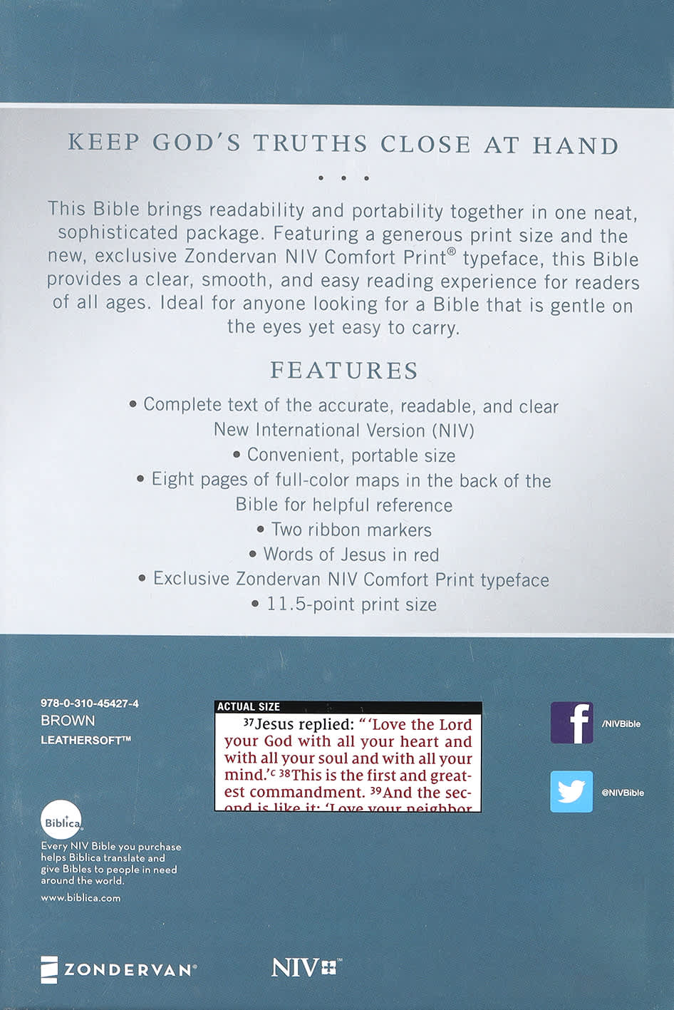 NIV Personal Size Bible Large Print Brown (Red Letter Edition)