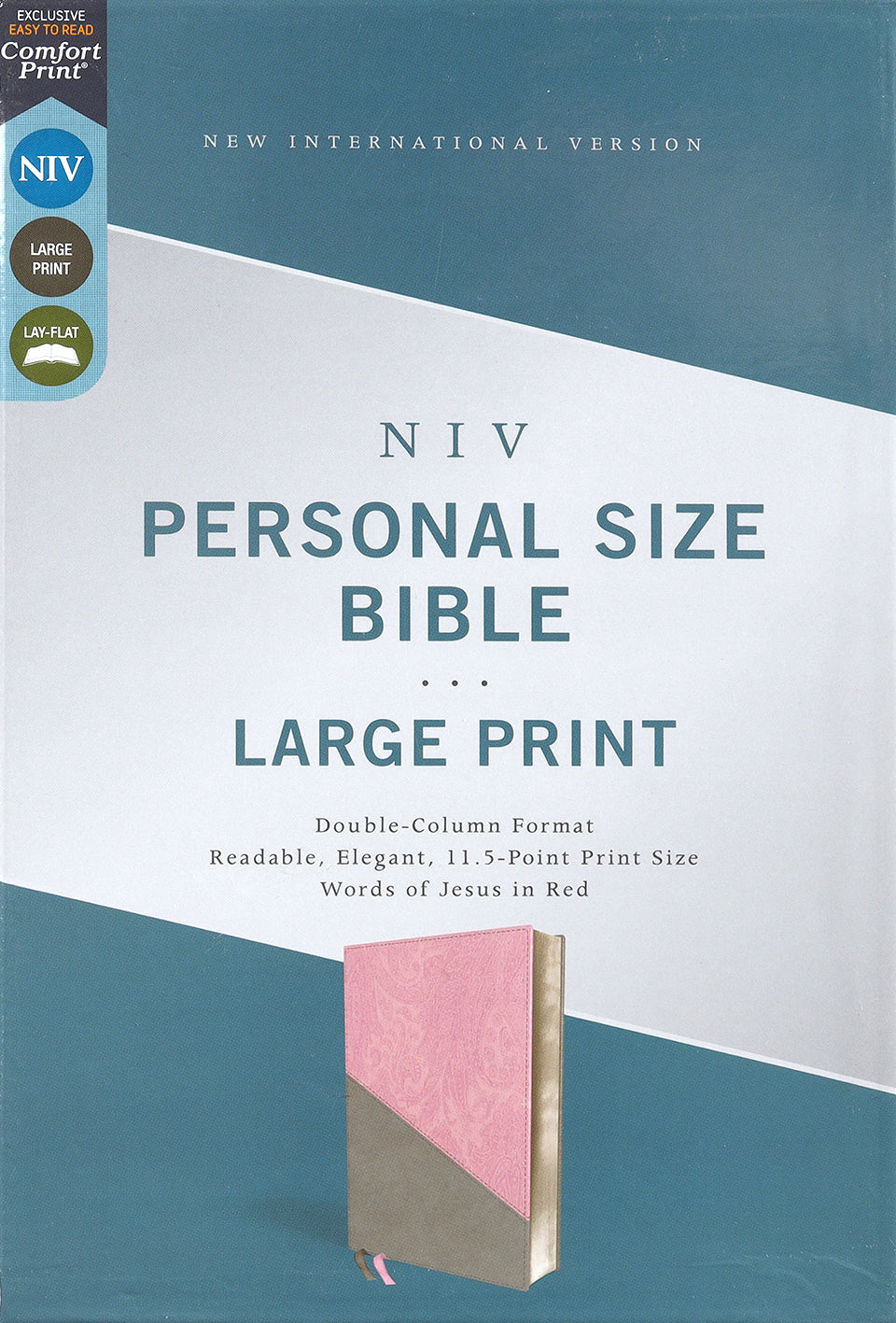 NIV Personal Size Bible Large Print Pink/Gray (Red Letter Edition)