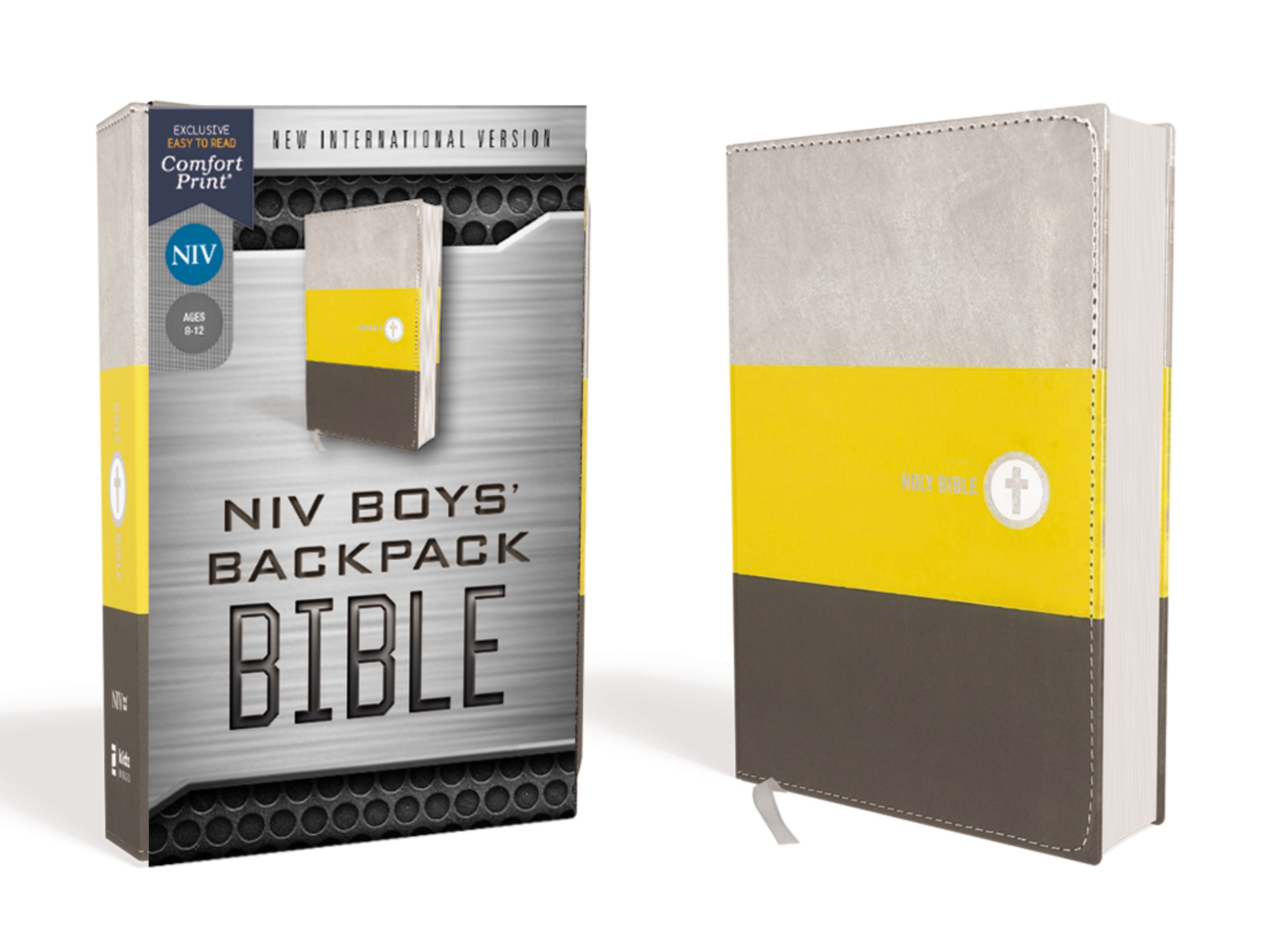 NIV Boys' Backpack Bible Compact Yellow/Gray (Red Letter Edition)