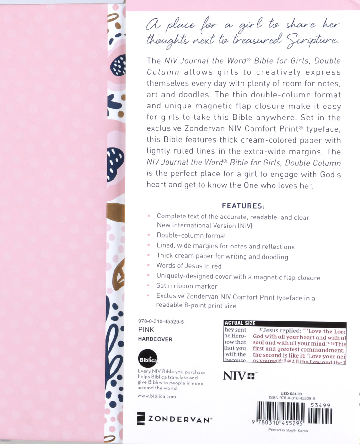 NIV Journal the Word Bible For Girls Pink Magnetic Closure (Red Letter Edition)