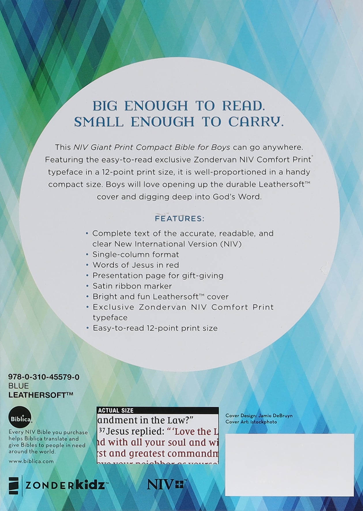 NIV Giant Print Compact Bible For Boys Blue (Red Letter Edition)