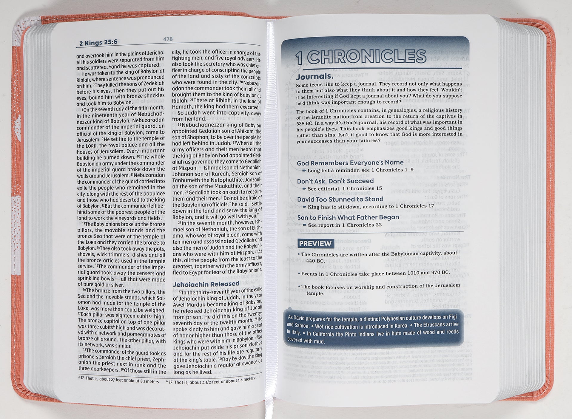 NIV Teen Study Bible Compact Peach Comfort Print