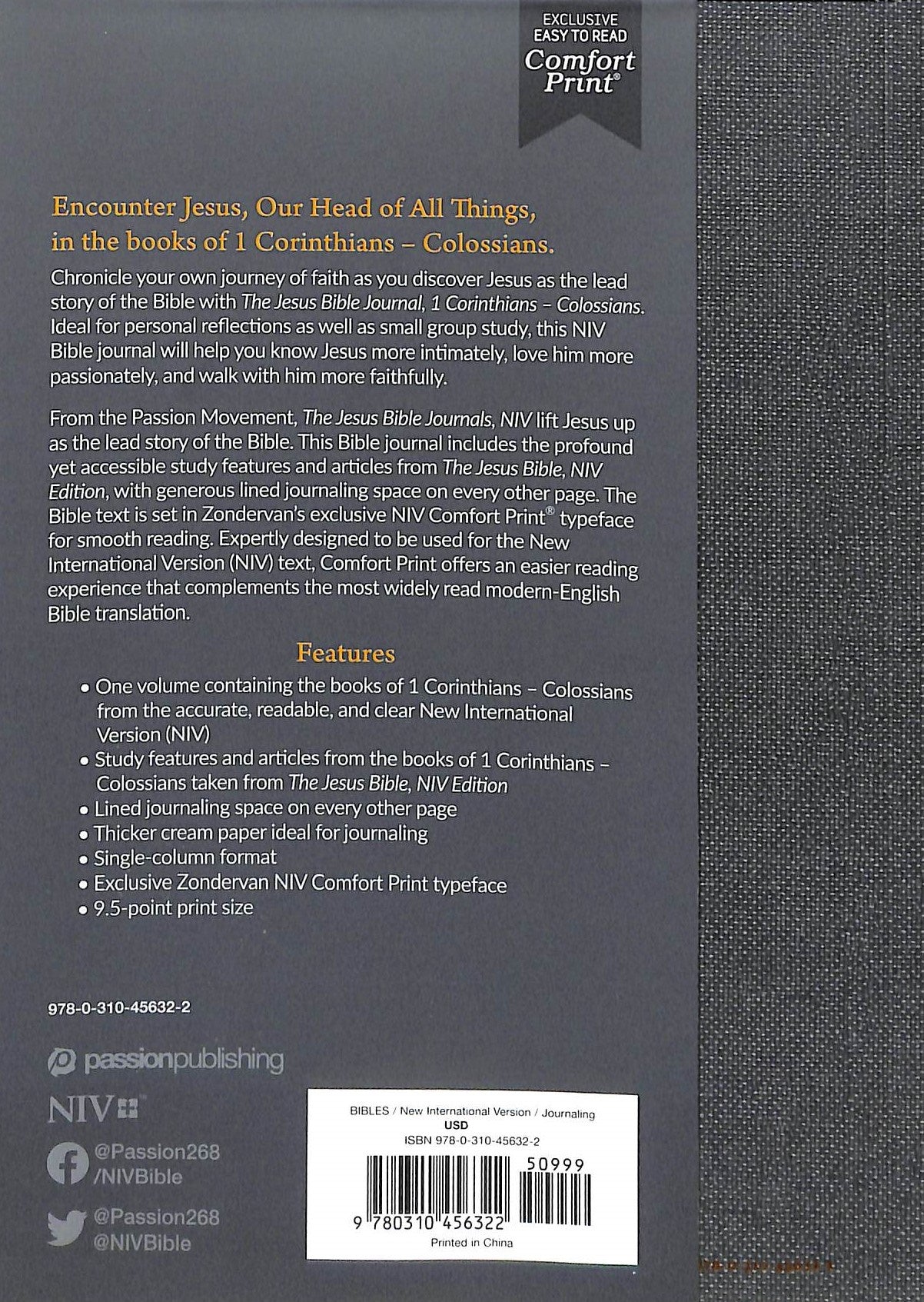 NIV Jesus Bible Journal 1 Corithians-Colossians
