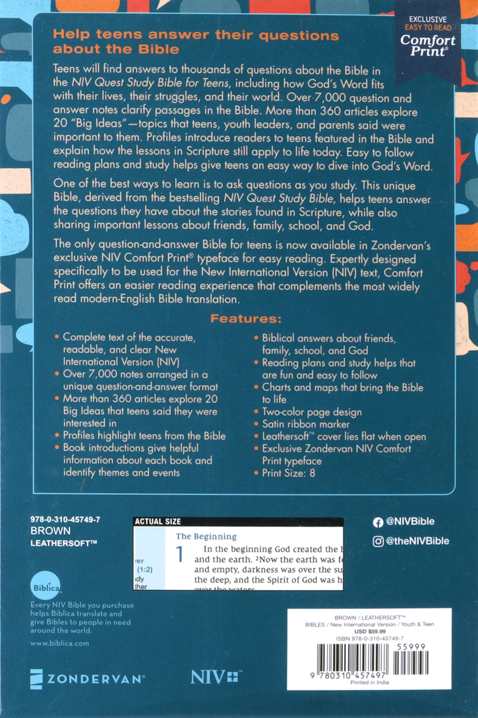 NIV Quest Study Bible for Teens, Brown