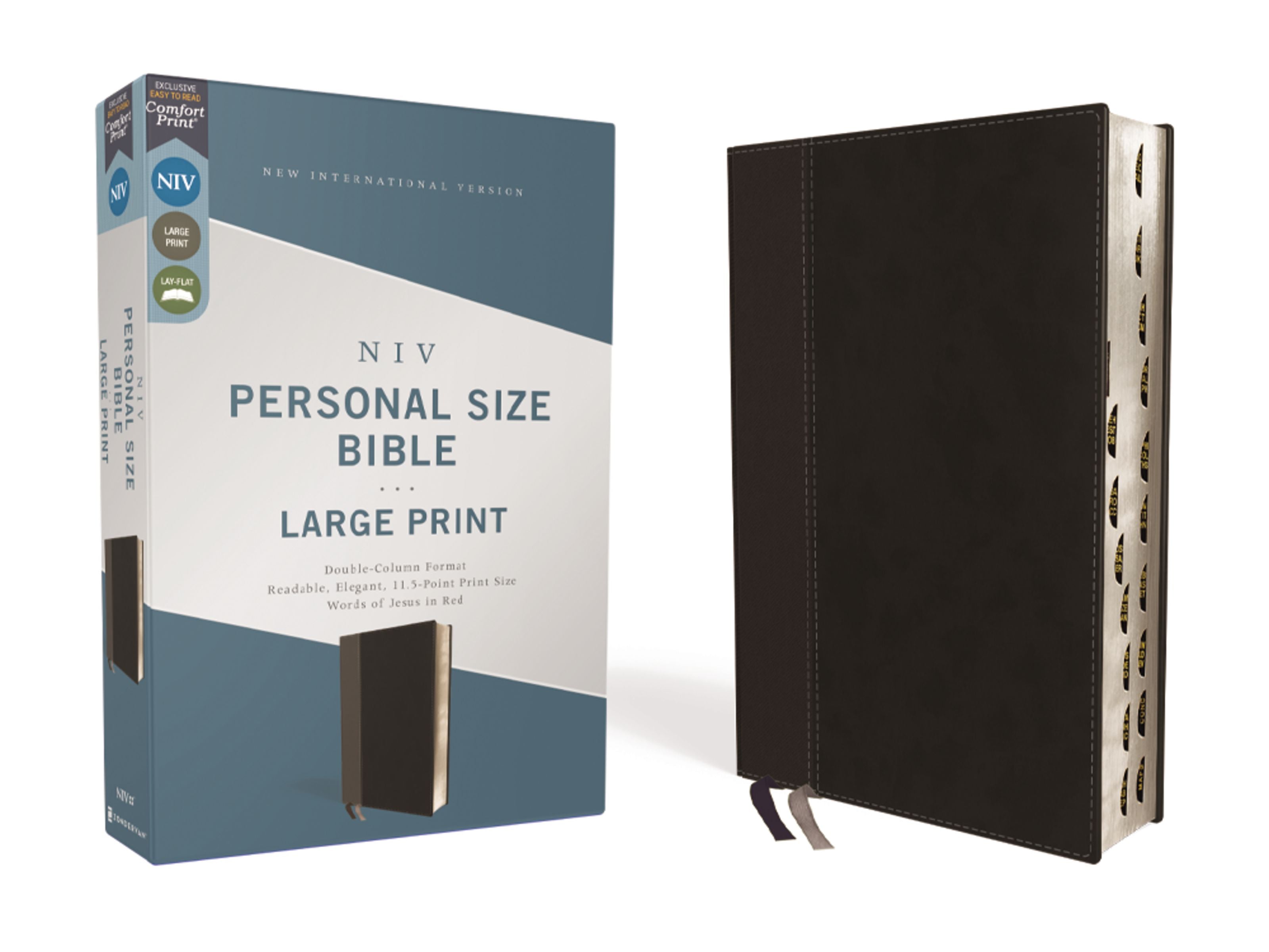 NIV Personal Size Bible Large Print Black Thumb Indexed (Red Letter Edition)