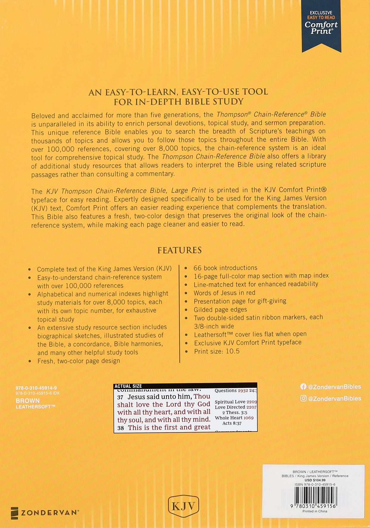 KJV Thompson Chain-Reference Bible Large Print Brown Thumb Indexed (Red Letter Edition)