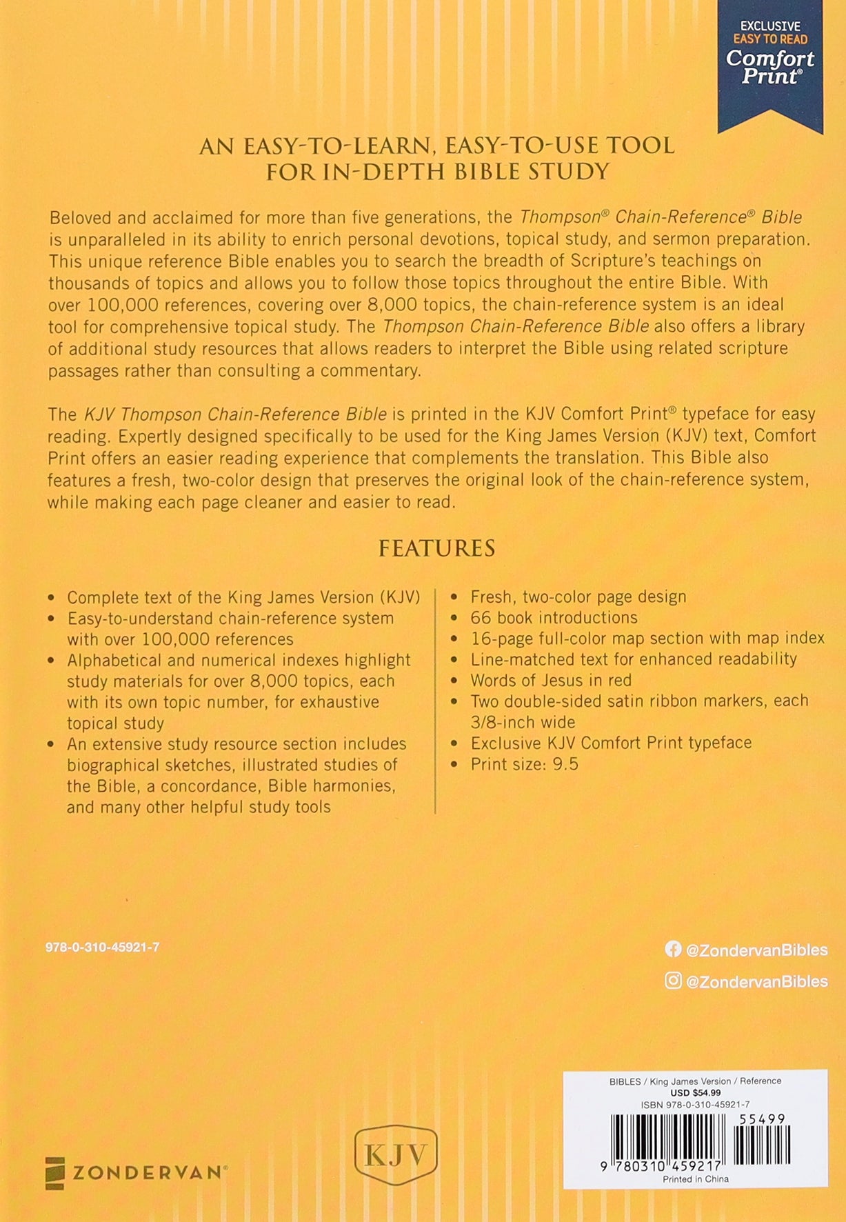 KJV Thompson Chain-Reference Bible Yellow Gold (Red Letter Edition)