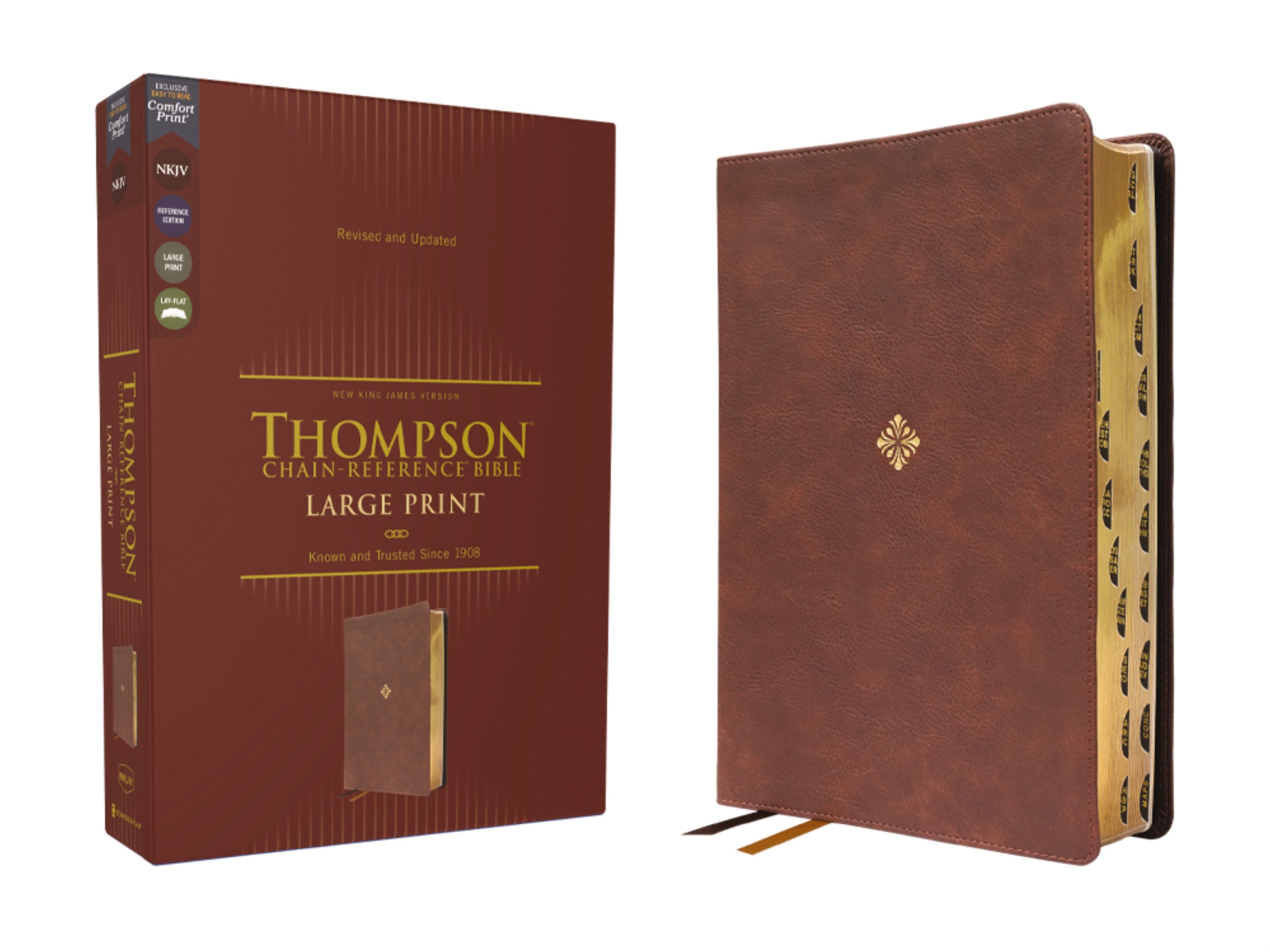 NKJV Thompson Chain-Reference Bible Large Print Brown Thumb Indexed (Red Letter Edition)