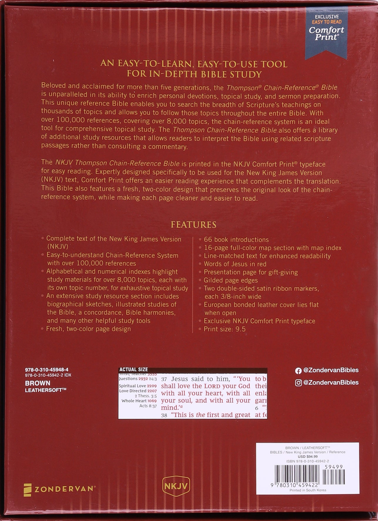 NKJV Thompson Chain-Reference Bible Brown Thumb Indexed (Red Letter Edition)