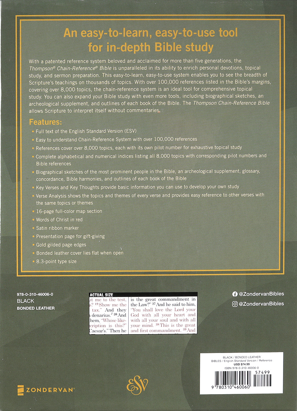 ESV Thompson Chain-Reference Bible Black (Red Letter Edition)