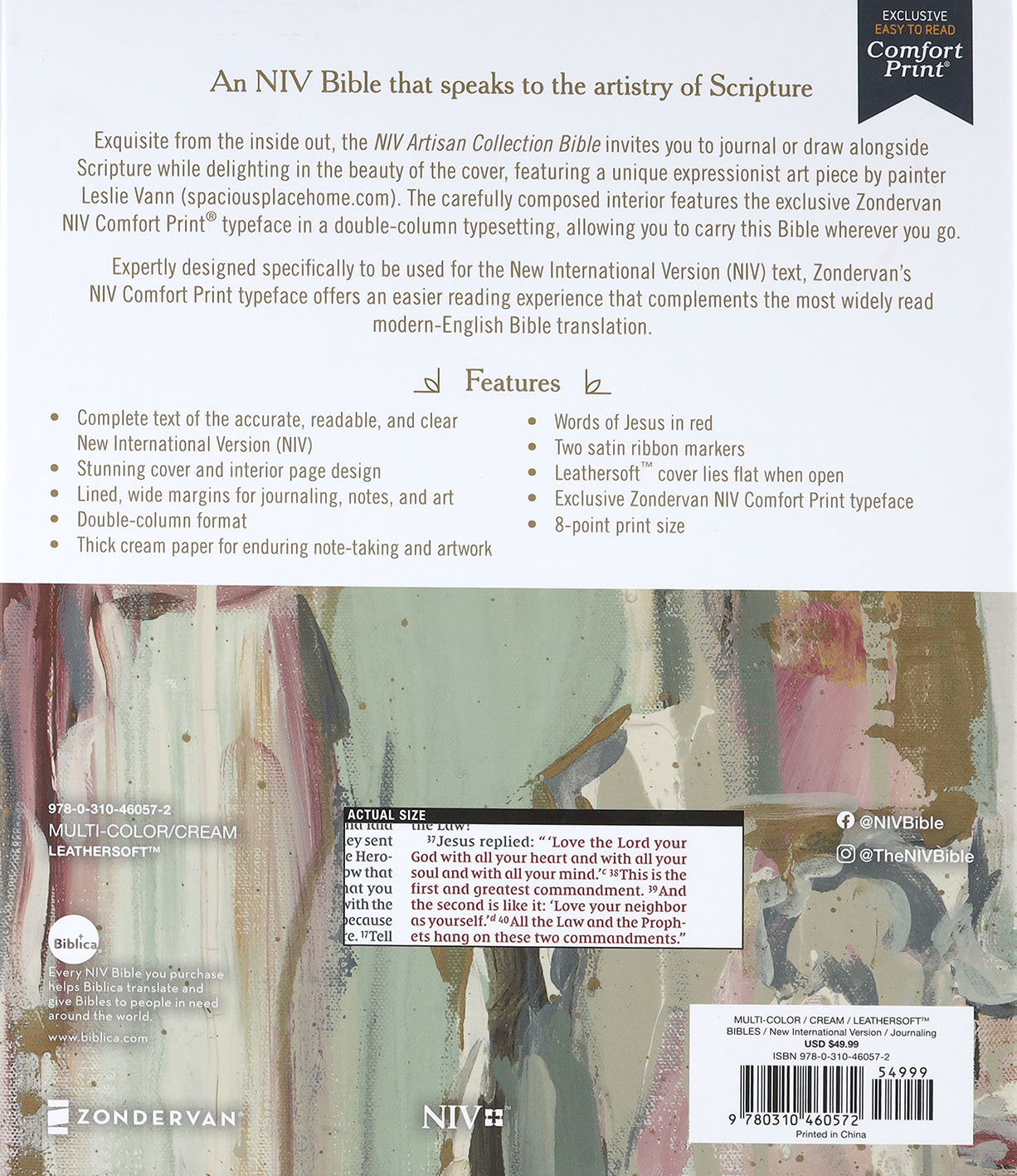 NIV Artisan Collection Bible Multi-Color/Cream (Red Letter Edition)