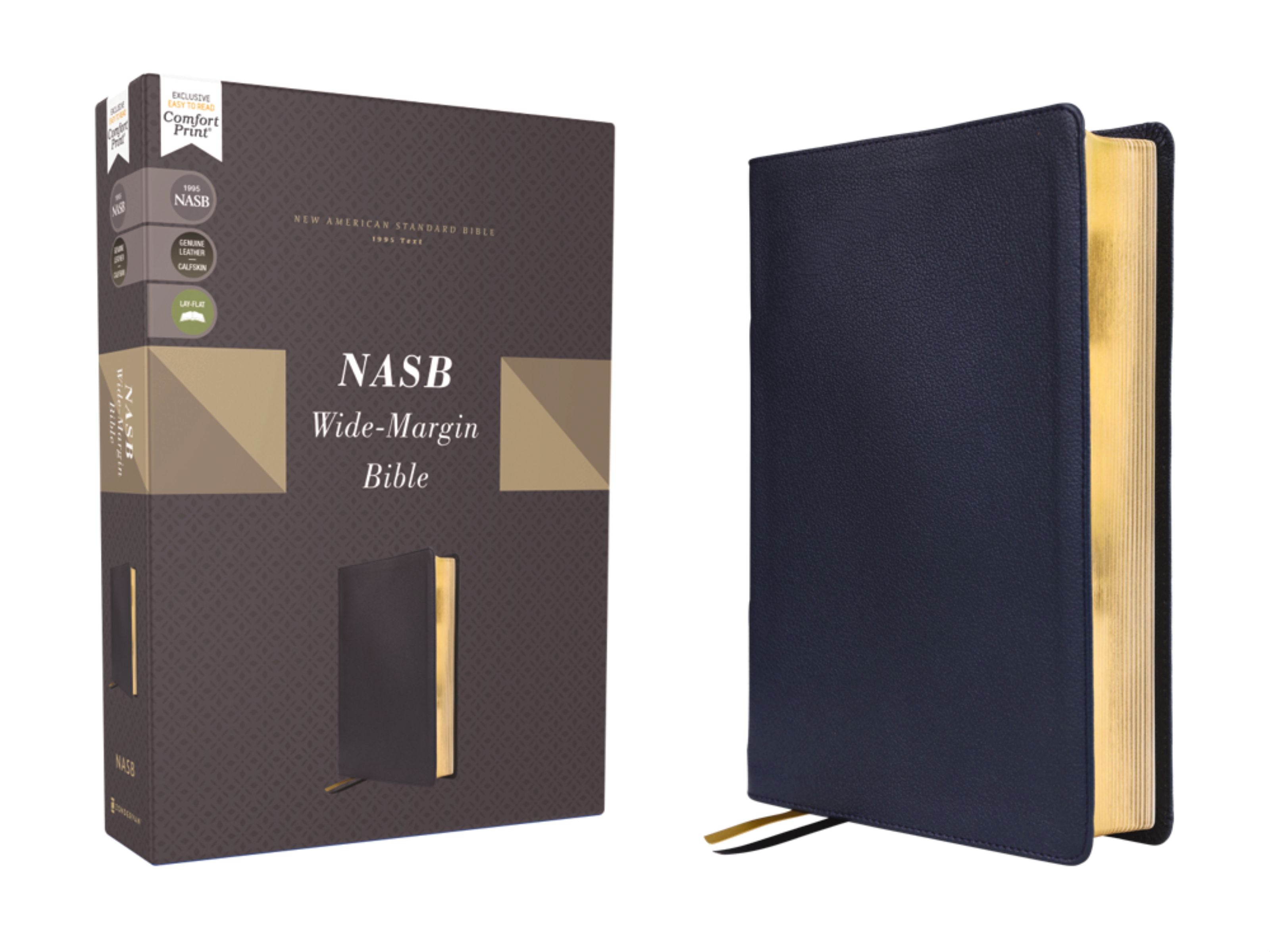 NASB Wide Margin Bible Navy Calfskin 1995 Text (Red Letter Edition)