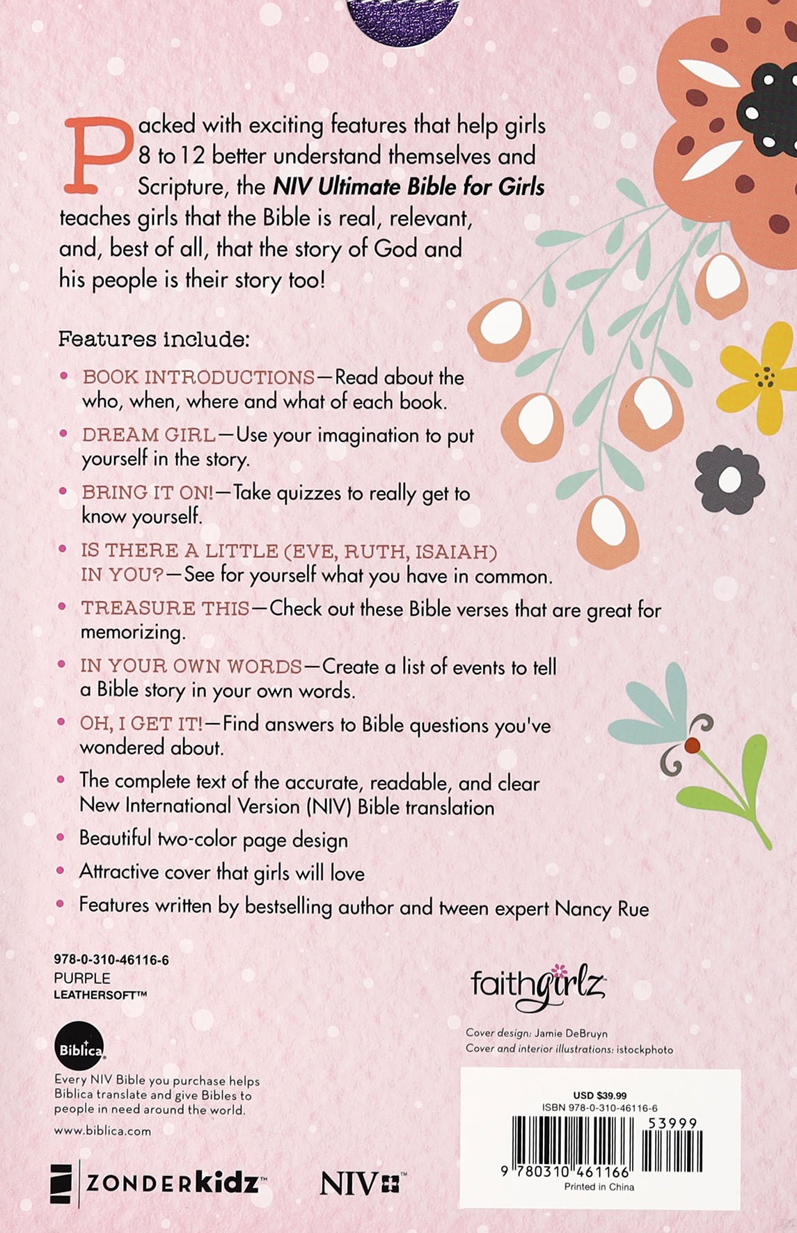 NIV Ultimate Bible For Girls Faithgirlz Edition Purple (Faithgirlz! Series)