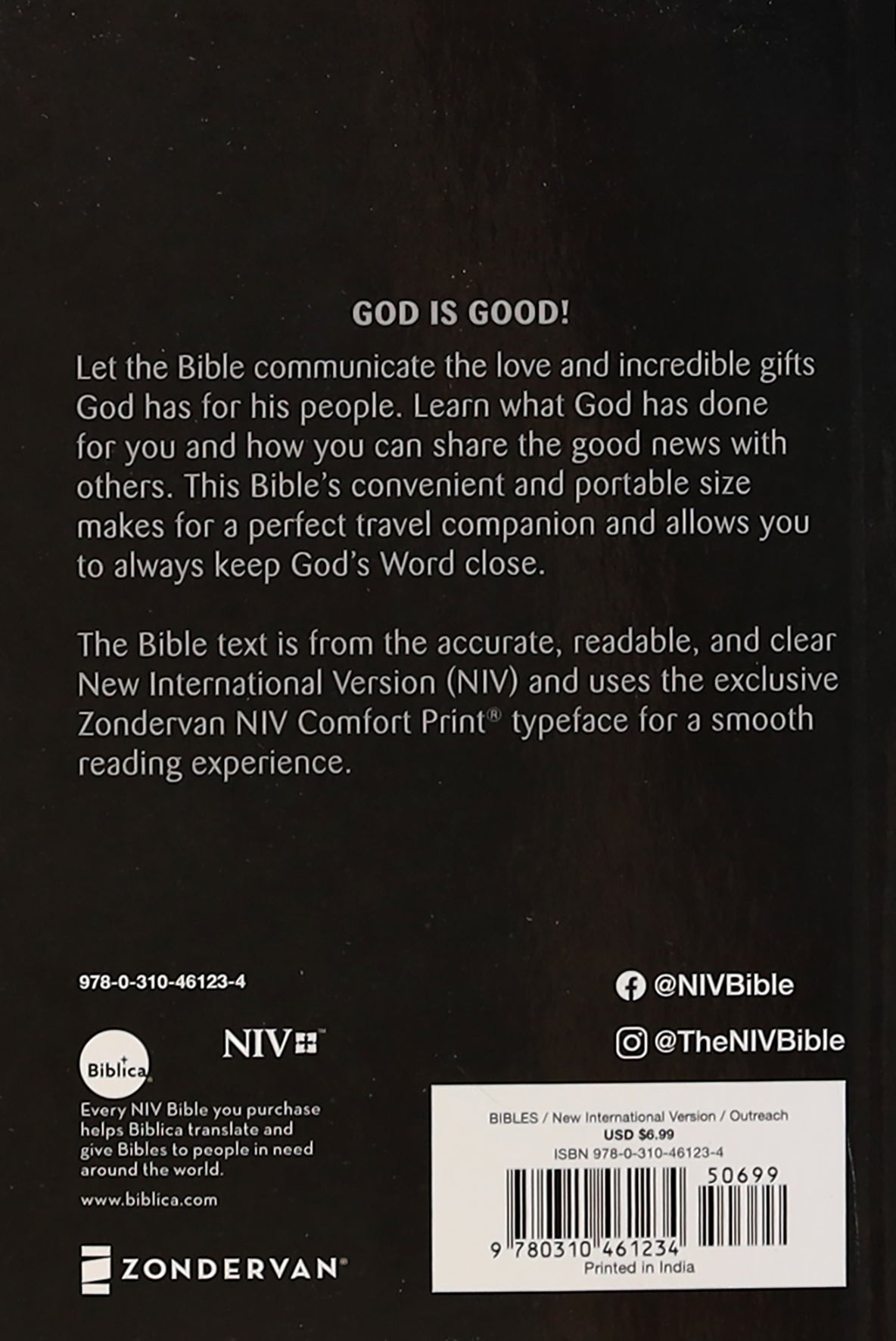 NIV Holy Bible Compact Black