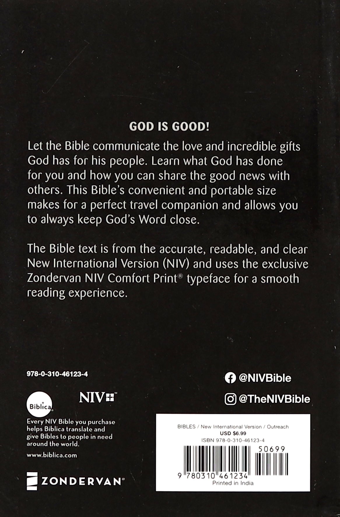 NIV Holy Bible Compact Black